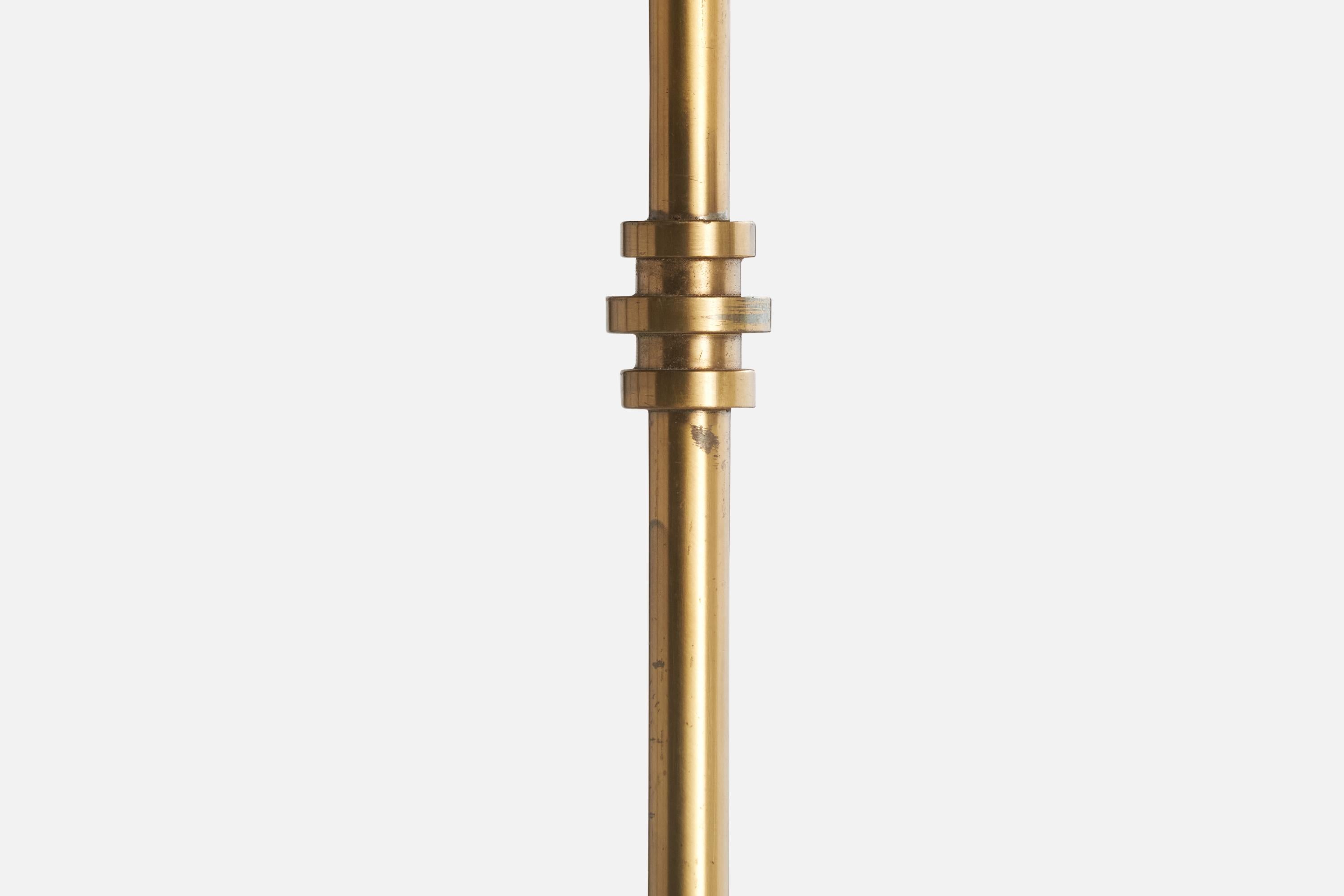 Lampadario di design svedese, ottone, tessuto, Svezia, anni '1940 in vendita 2