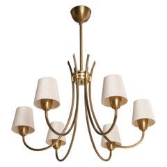 Lampadario di design svedese, ottone, tessuto, Svezia, anni
1940