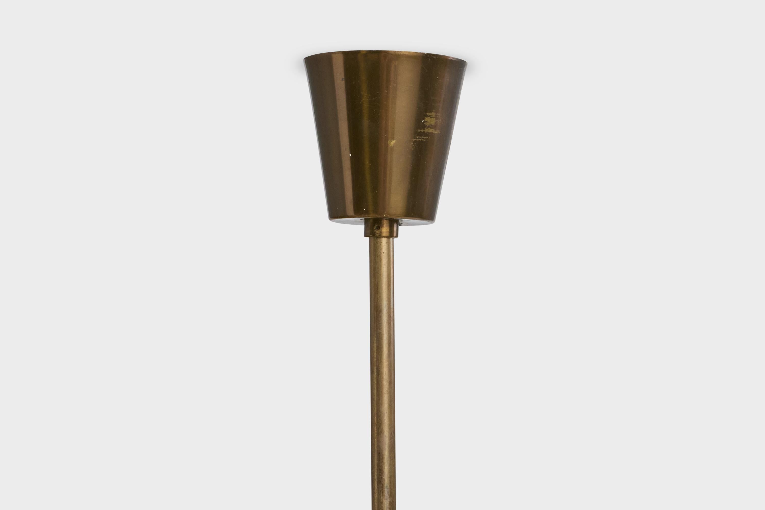 Lampadario di design svedese, ottone, tessuto, Svezia, anni '1950 in vendita 3