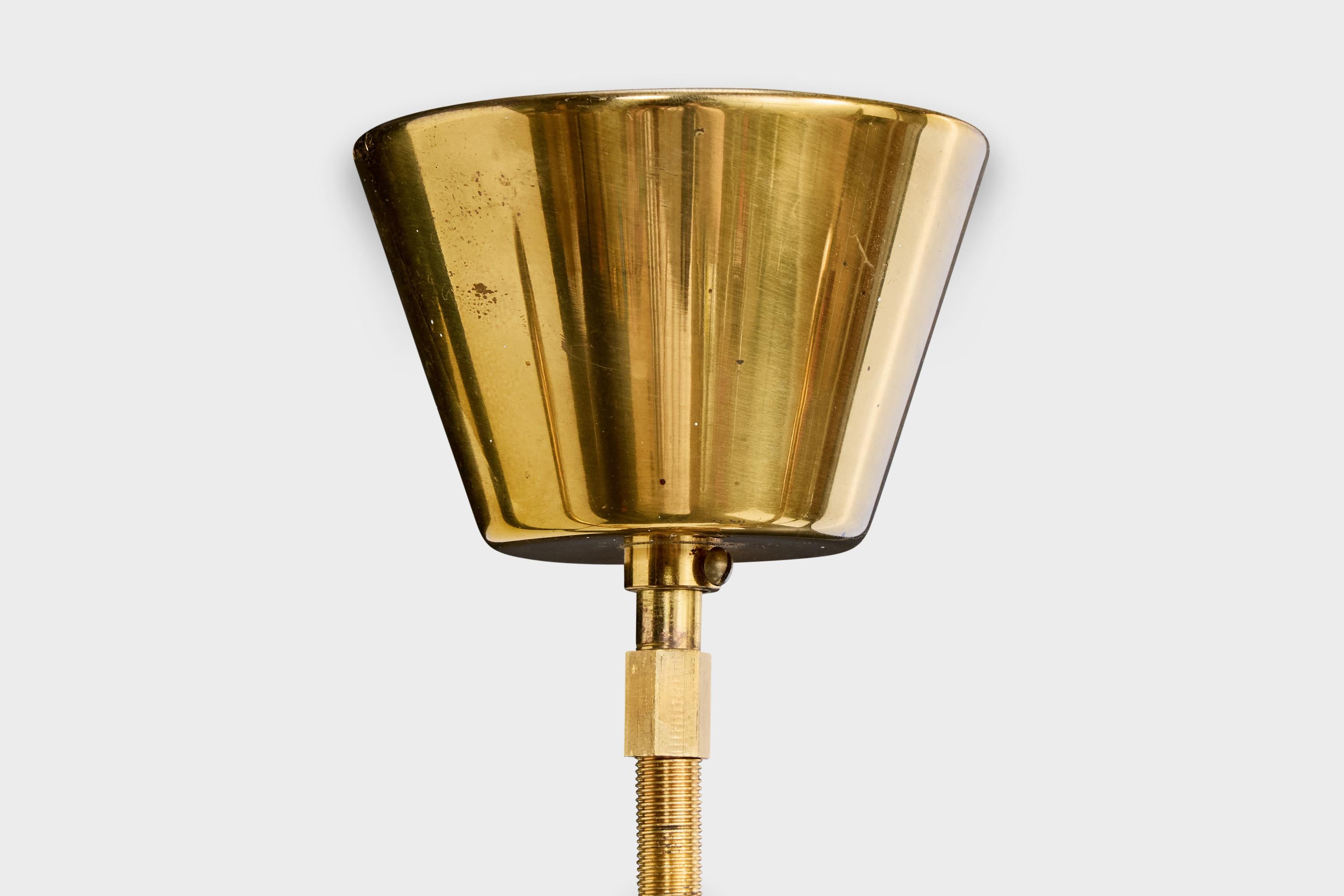 Swedish Designer, Chandelier, Brass, Fabric, Sweden, 1950s For Sale 5