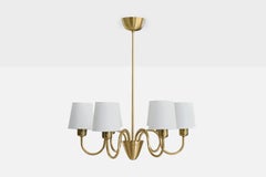 Swedish Designer, Chandelier, Brass, Fabric, Sweden, 1950s