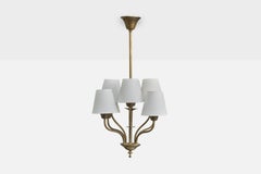 Swedish Designer, Chandelier, Brass, Fabric, Sweden, 1950s