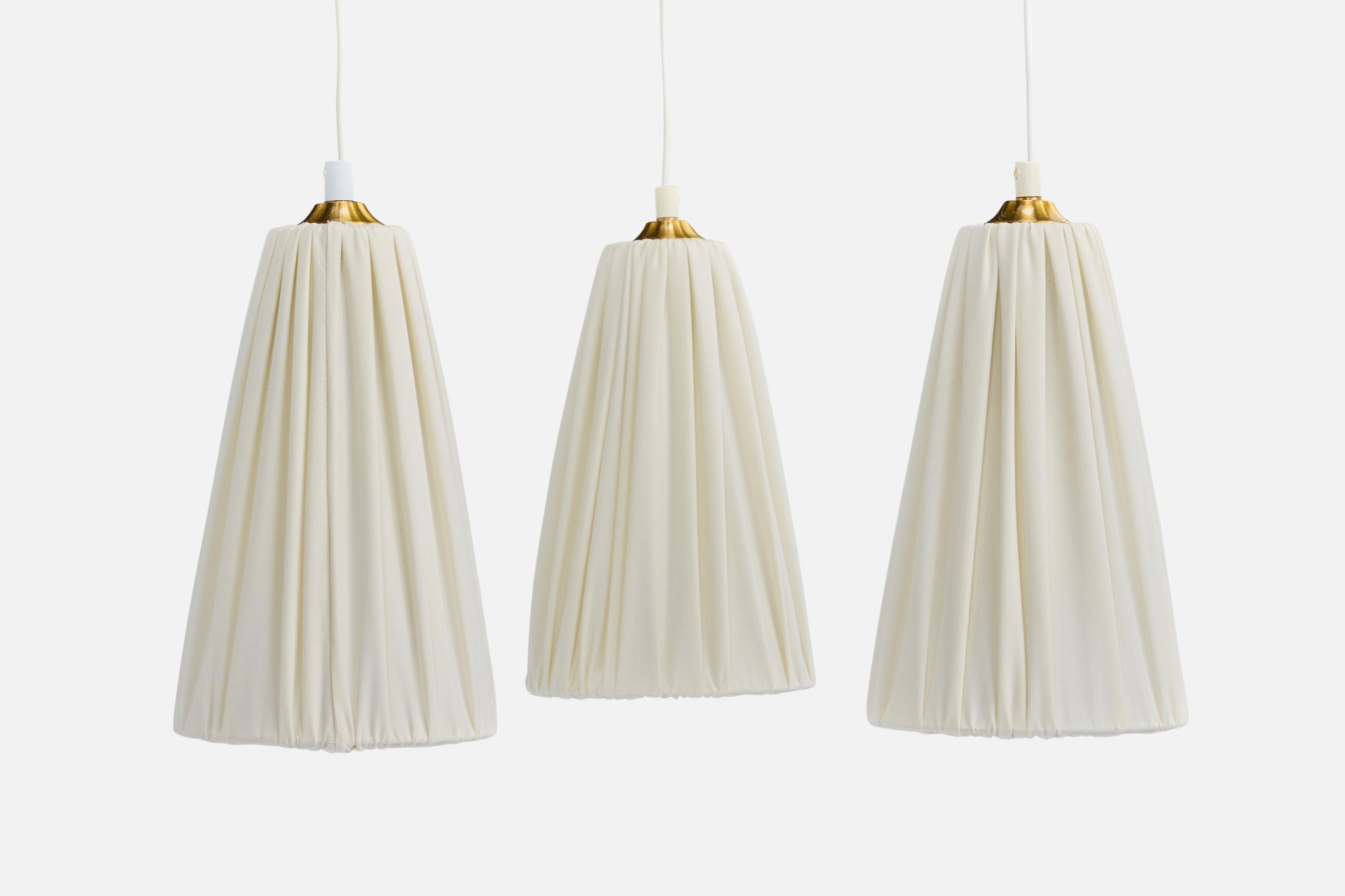 Swedish Designer, Chandelier, Brass, Fabric, Sweden, 1950s In Good Condition For Sale In High Point, NC