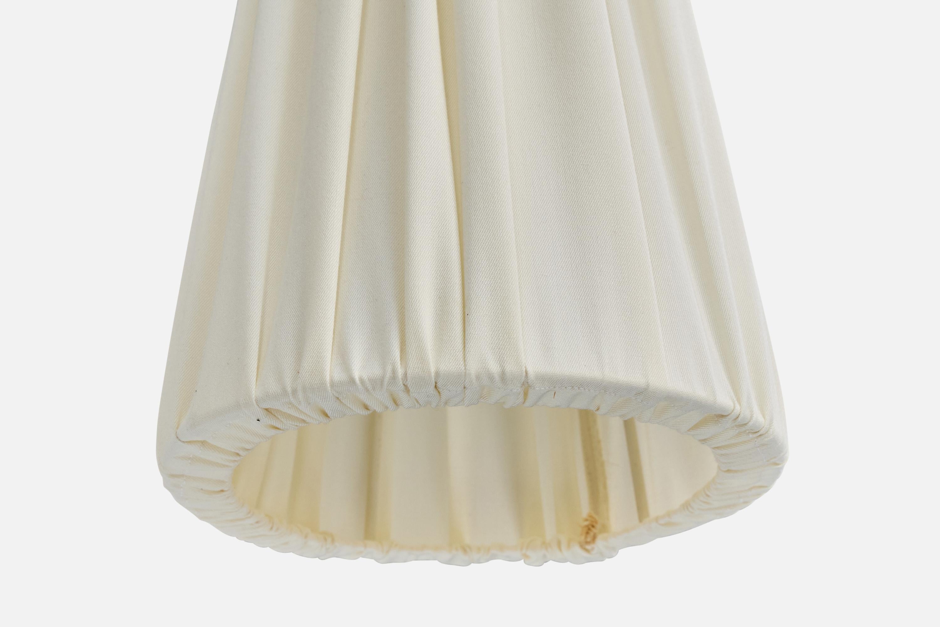 Mid-20th Century Swedish Designer, Chandelier, Brass, Fabric, Sweden, 1950s For Sale