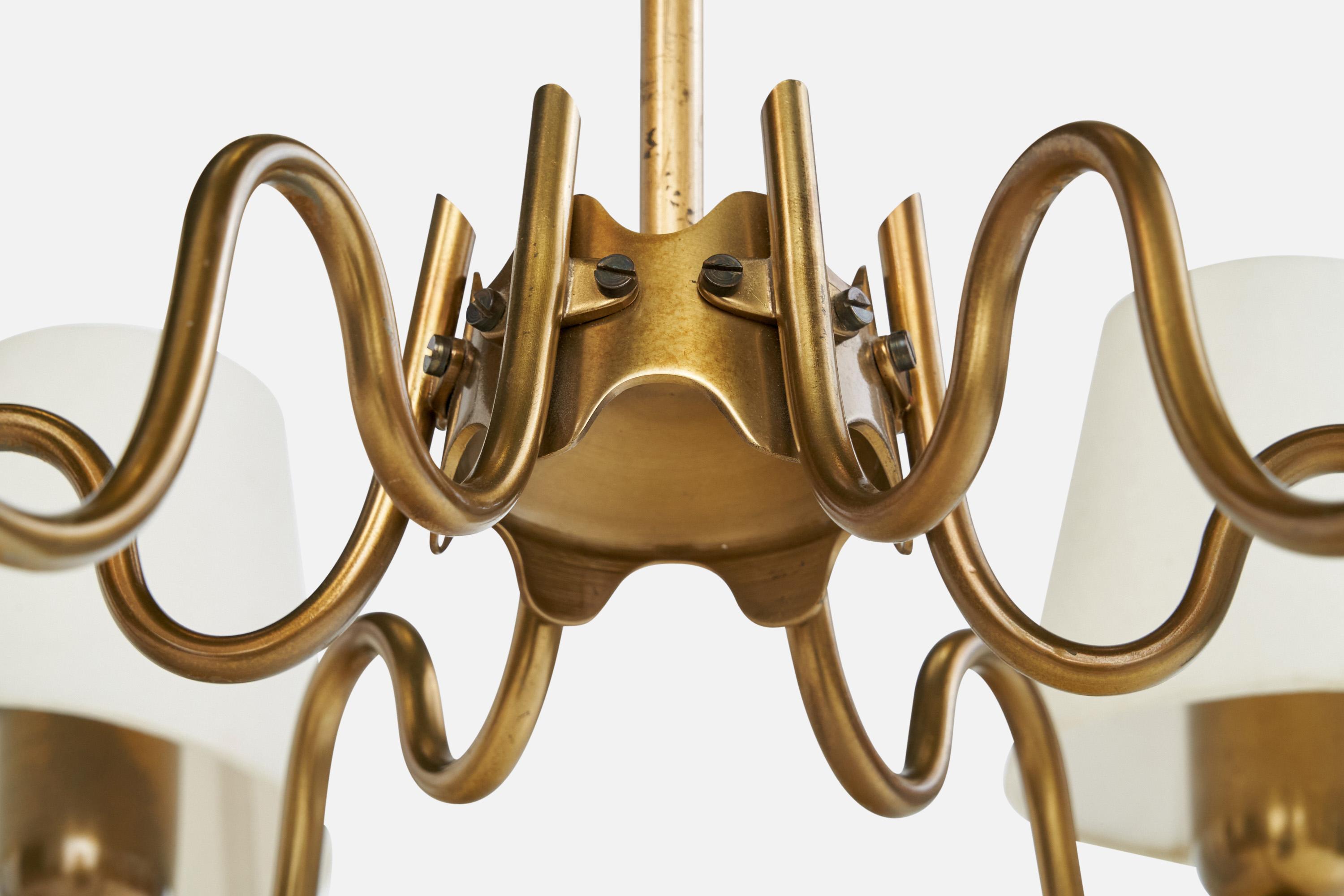 Tessuto Lampadario di design svedese, ottone, tessuto, Svezia, anni '1950 in vendita