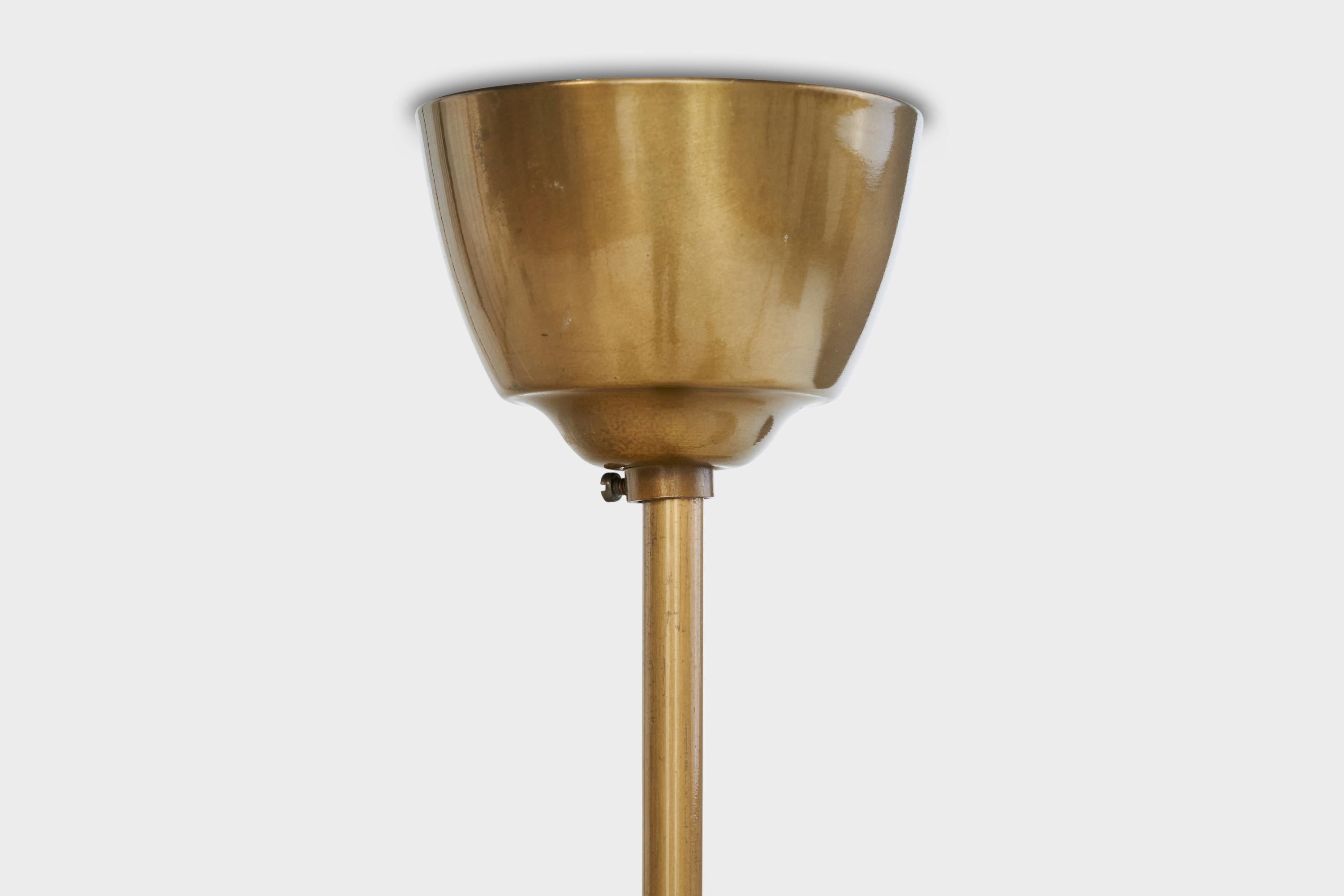 Lampadario di design svedese, ottone, tessuto, Svezia, anni '1950 in vendita 2