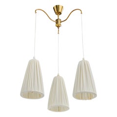 Swedish Designer, Chandelier, Brass, Fabric, Sweden, 1950s