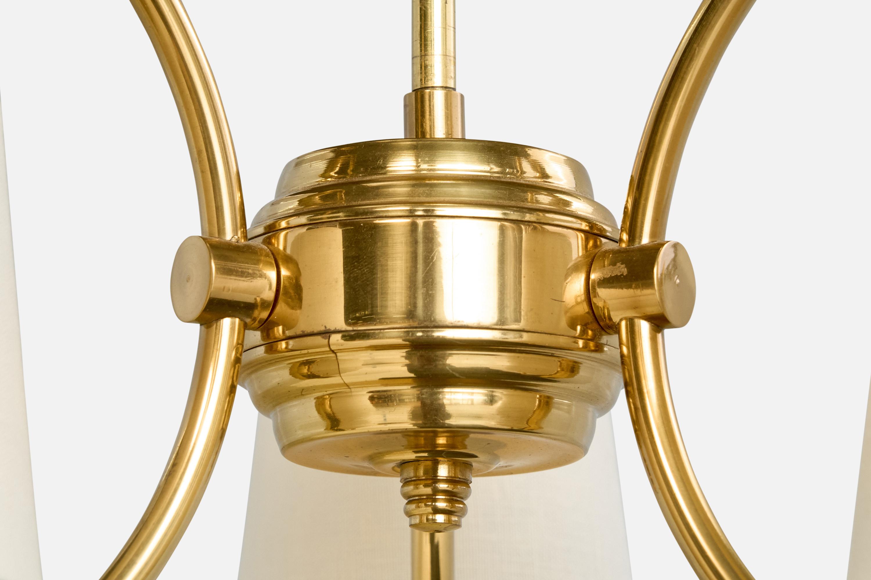 Lampadario di design svedese, ottone, tessuto, Svezia, anni '1960 in vendita 1