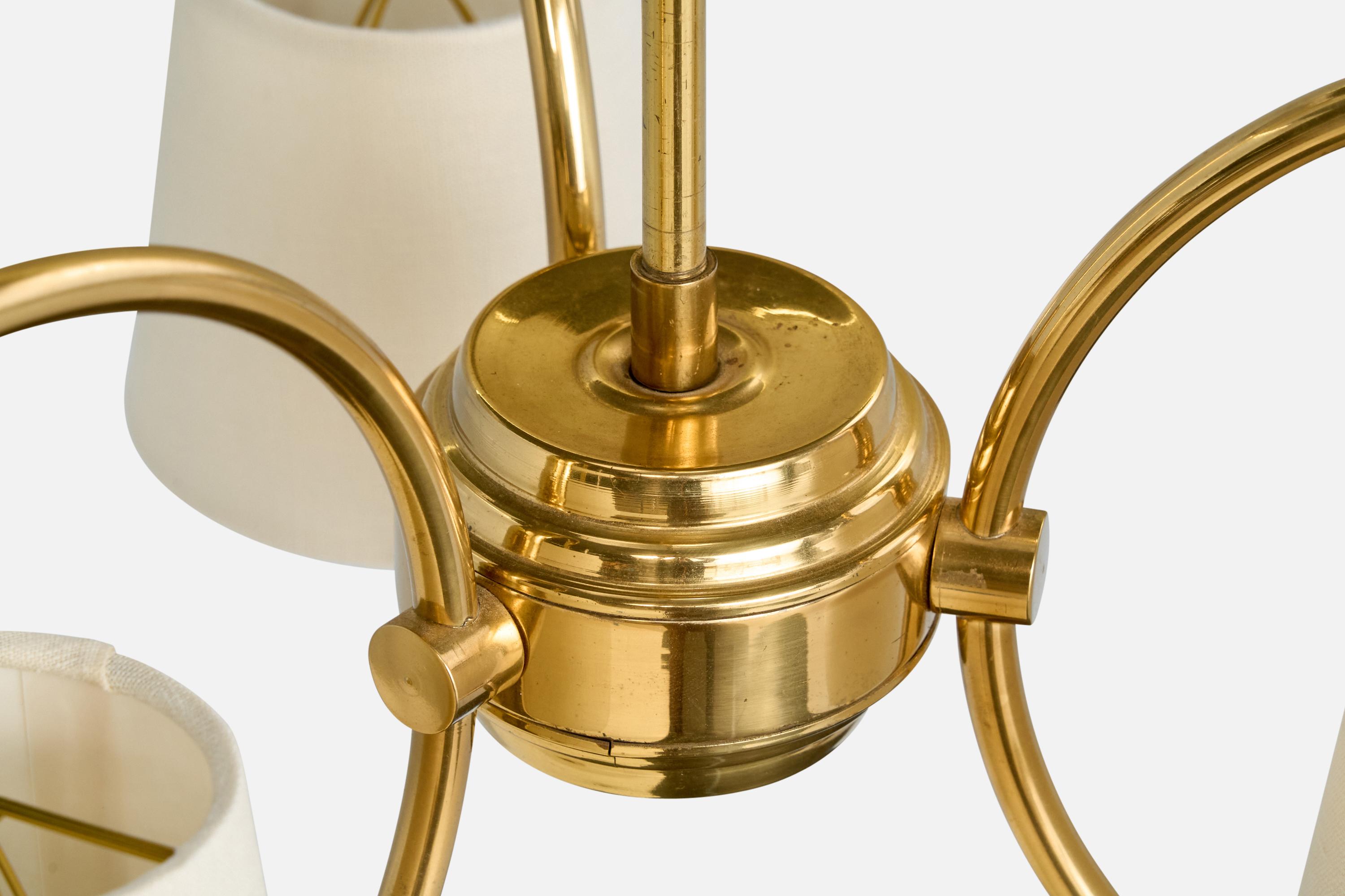 Lampadario di design svedese, ottone, tessuto, Svezia, anni '1960 in vendita 2