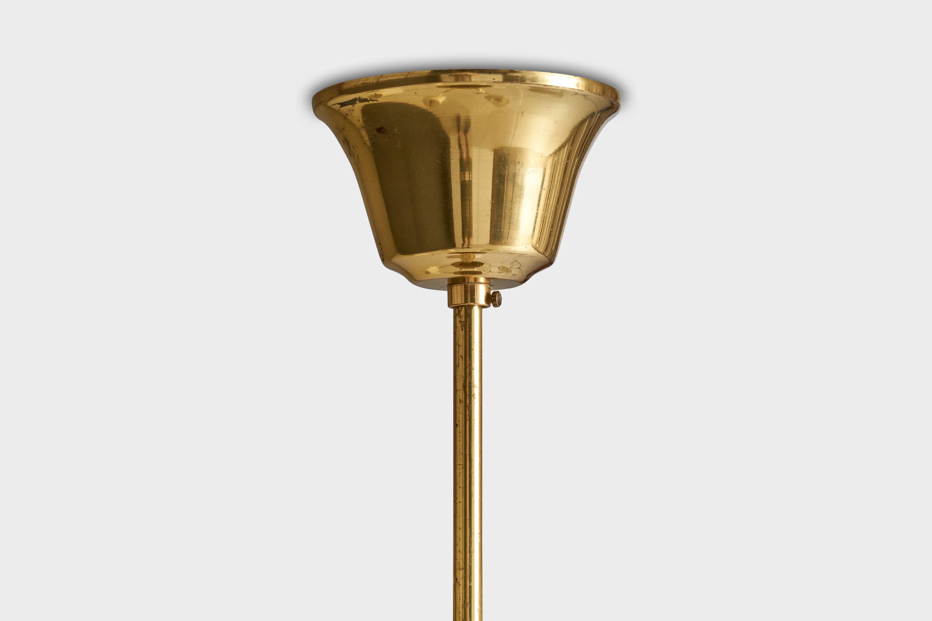 Lampadario di design svedese, ottone, tessuto, Svezia, anni '1970 in vendita 4