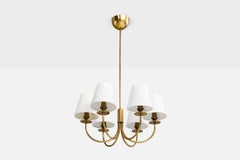 Swedish Designer, Chandelier, Brass, Fabric, Sweden, 1970s