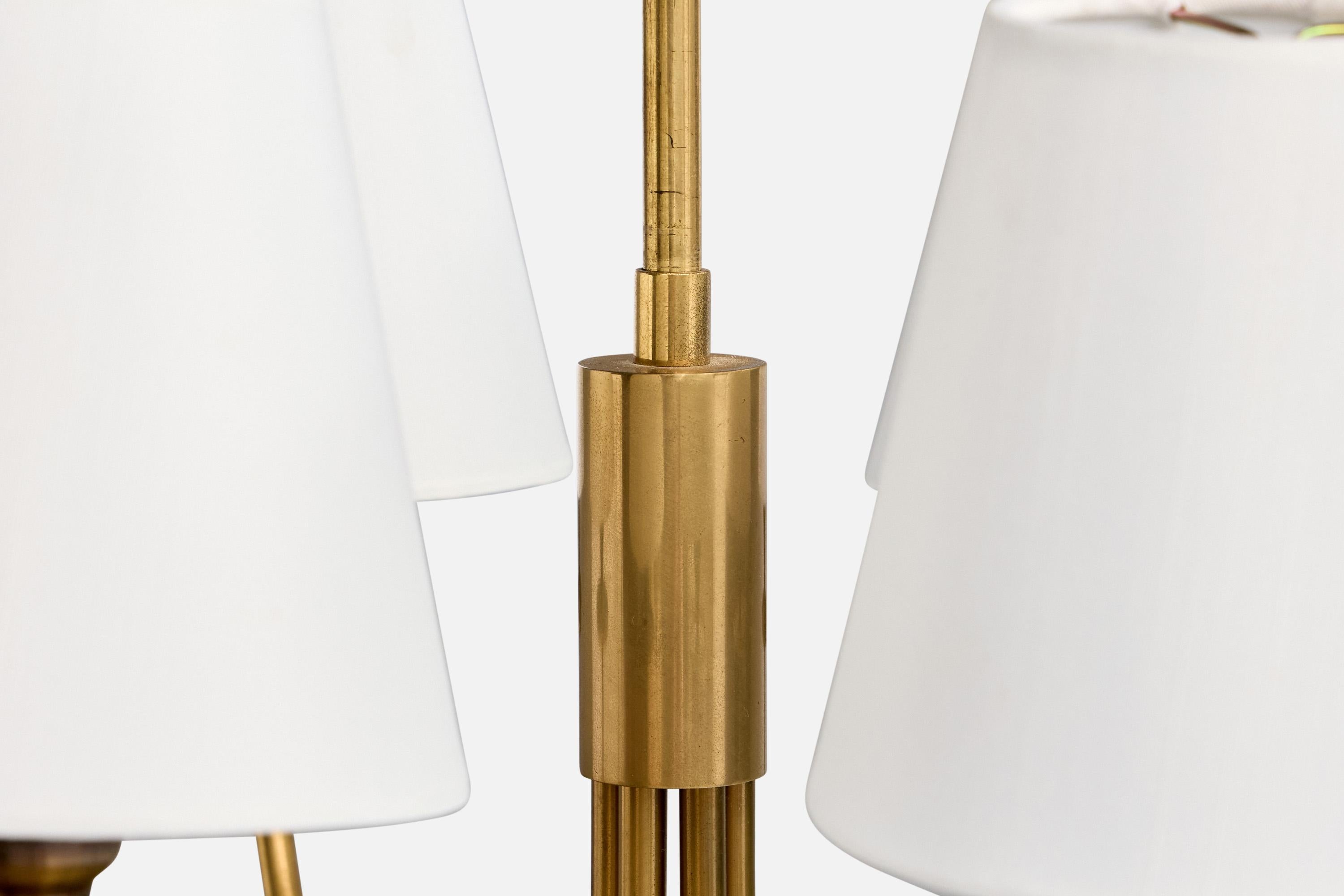 Lampadario di design svedese, ottone, tessuto, Svezia, anni '1970 in vendita 2
