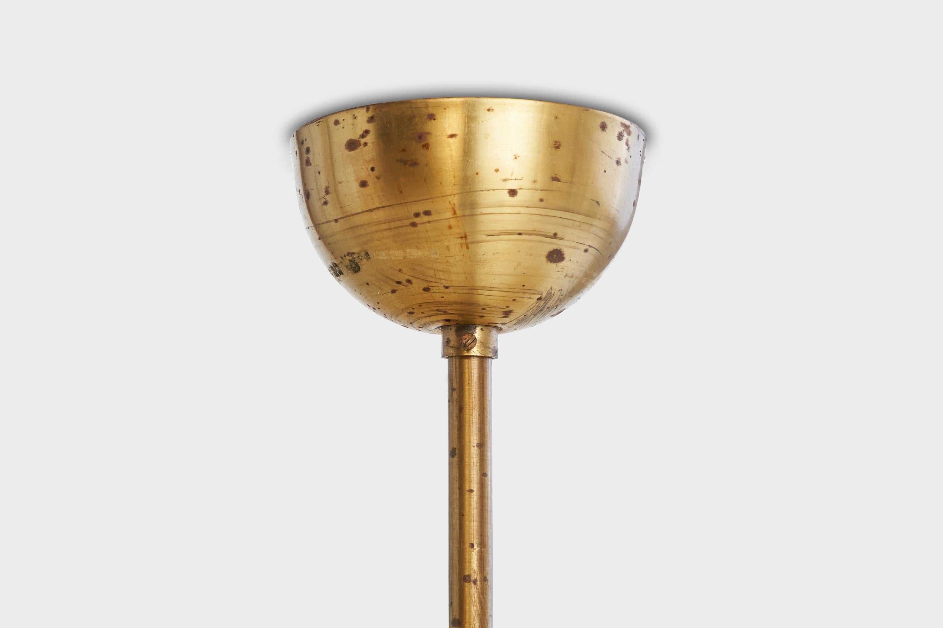 Designer suédois, lustre, laiton, verre, tissu, Suède, années 1920 en vente 4