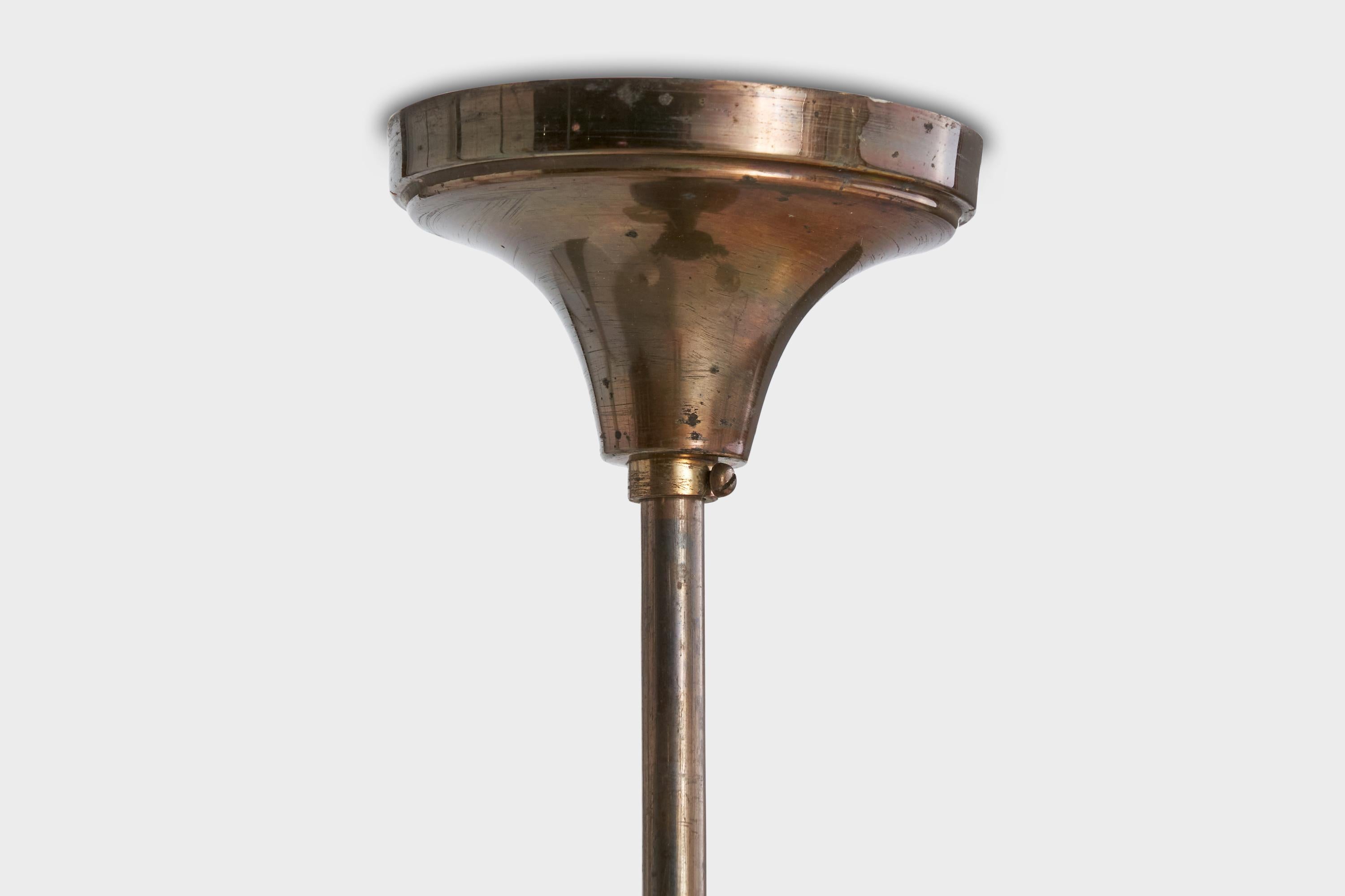 Svedese Designer svedese, lampadario, ottone, vetro, tessuto, Svezia, anni '1930 in vendita