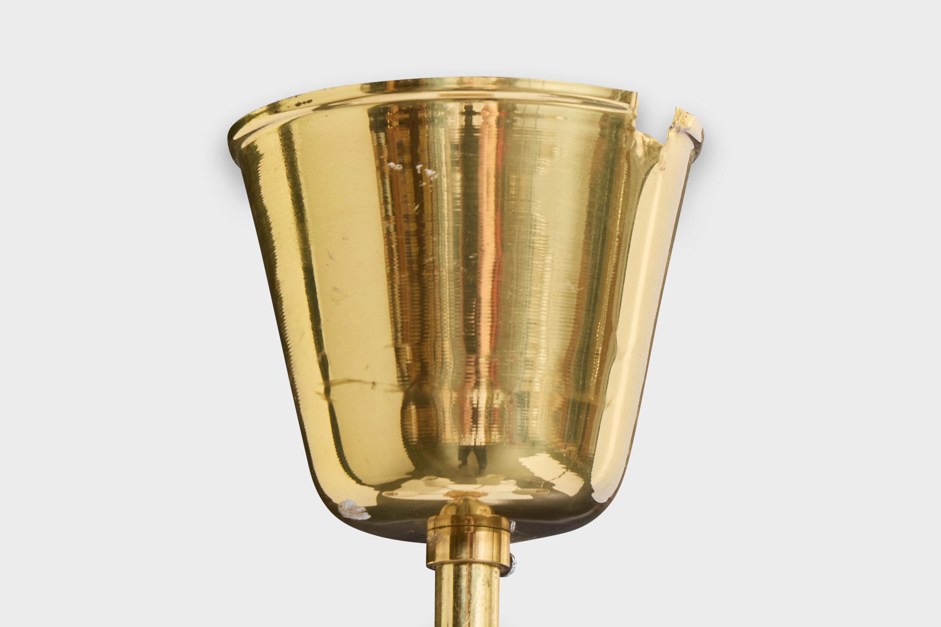 Swedish Designer, Chandelier, Brass, Glass, Fabric, Sweden, 1950s For Sale 6