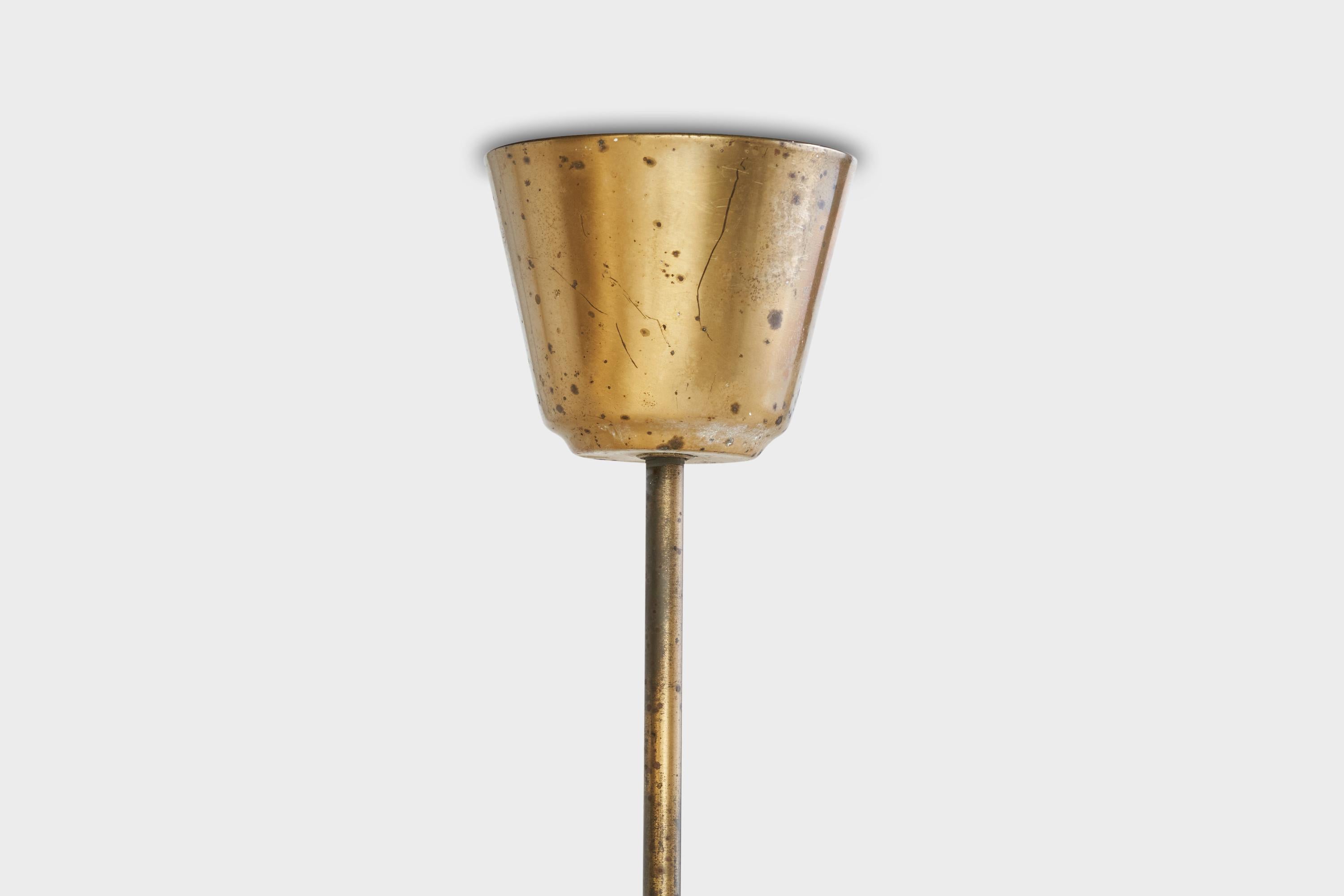 Diseñador sueco, lámpara de araña, latón, cristal, Suecia, años 1940 en venta 6