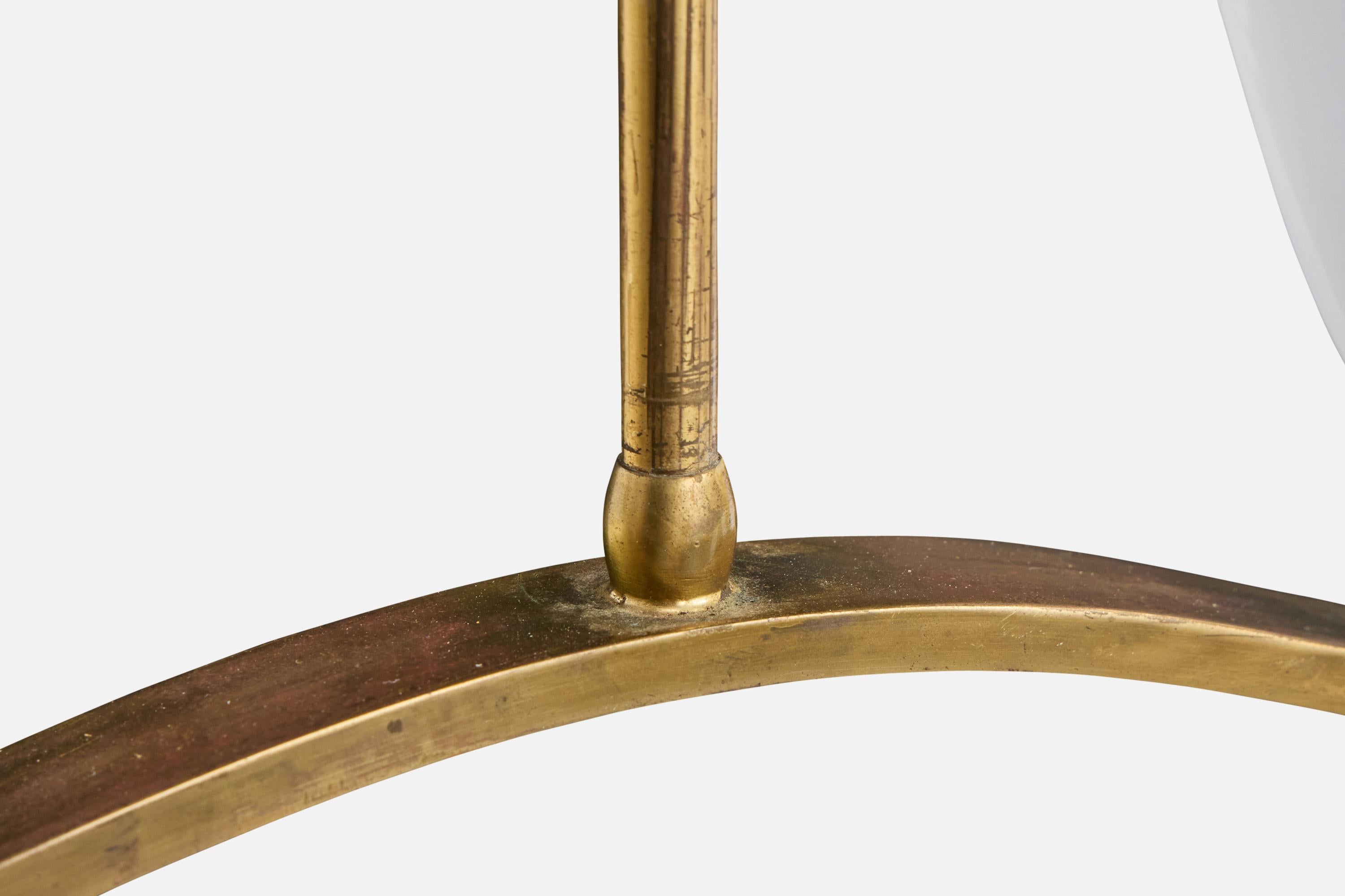 Swedish Designer, Chandelier, Brass, Glass, Sweden, 1940s For Sale 2