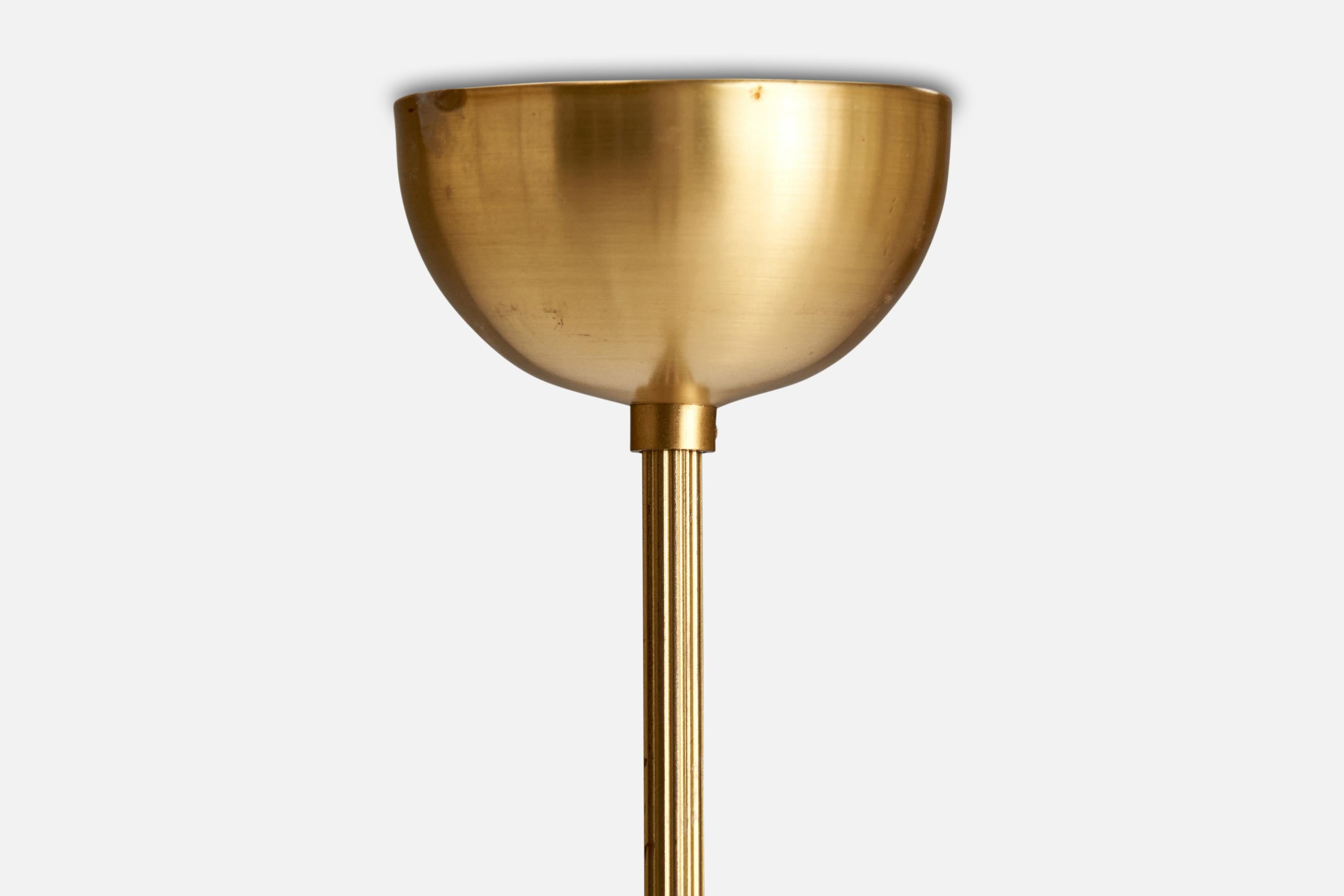 Designer suédois, lustre, laiton, verre, Suède, années 1940 en vente 2