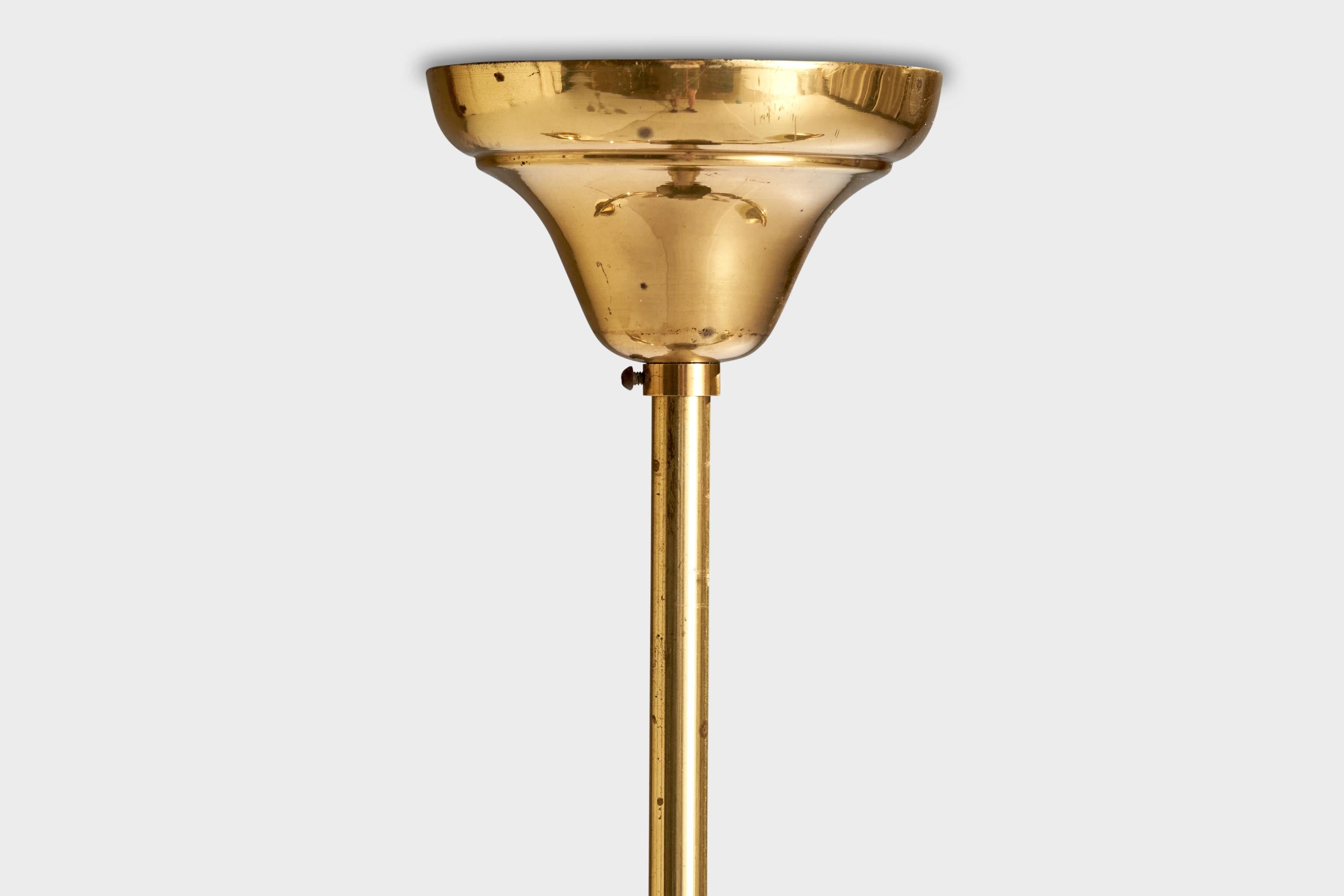 Schwedischer Designer, Kronleuchter, Messing, Glas, Schweden, 1940er Jahre im Angebot 4