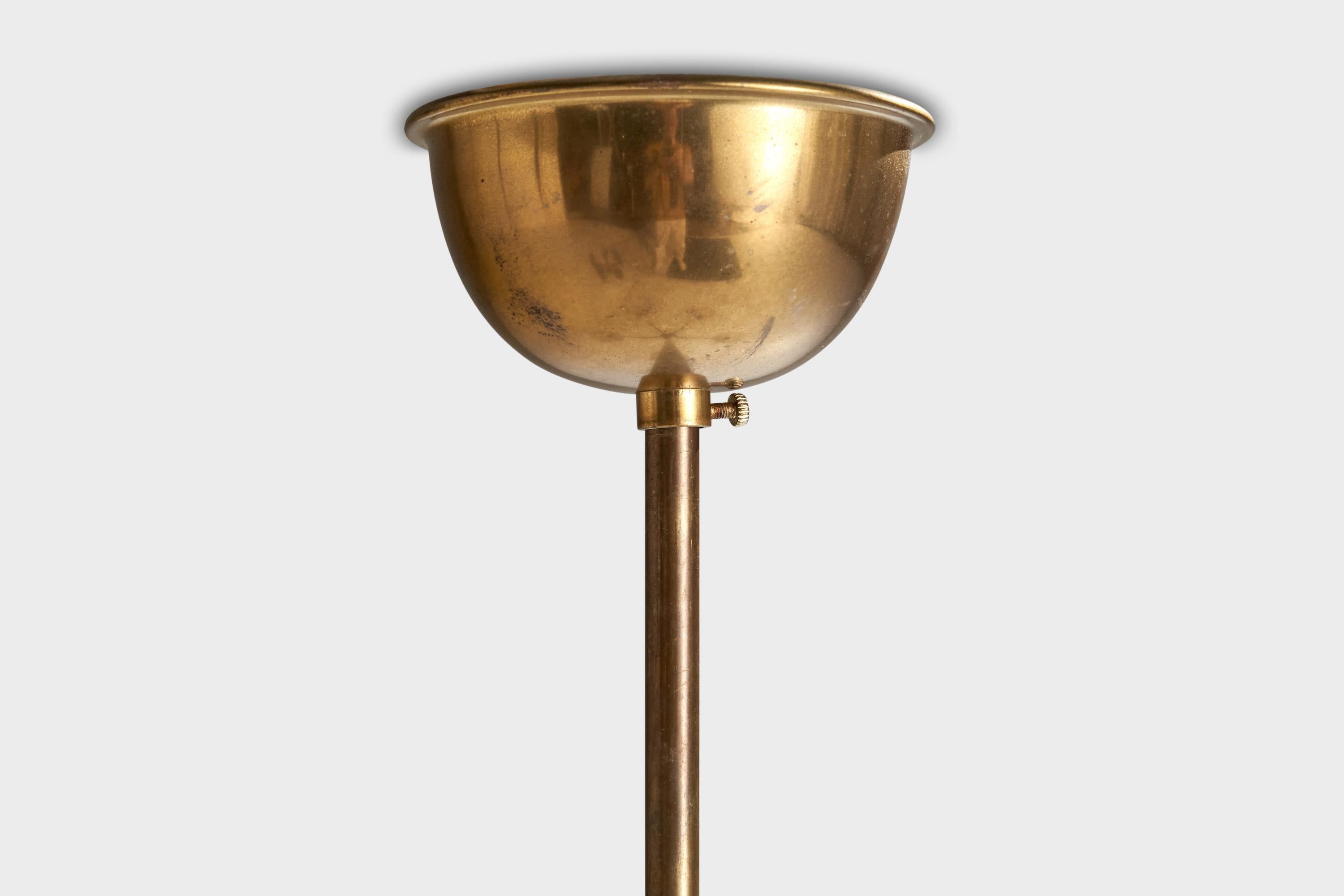 Designer suédois, lustre, laiton, verre, Suède, années 1950 en vente 3