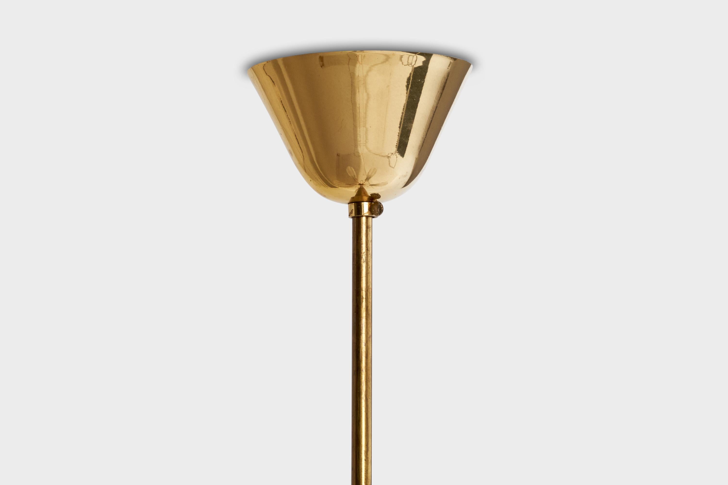 Designer suédois, lustre, laiton, verre, Suède, années 1950 en vente 3