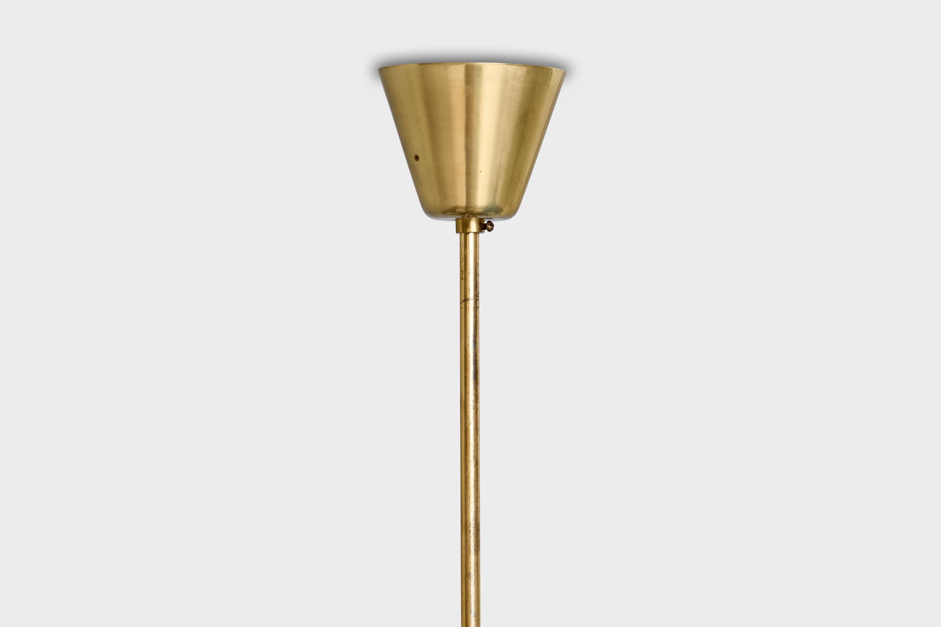 Designer suédois, lustre, laiton, verre, Suède, années 1950 en vente 4