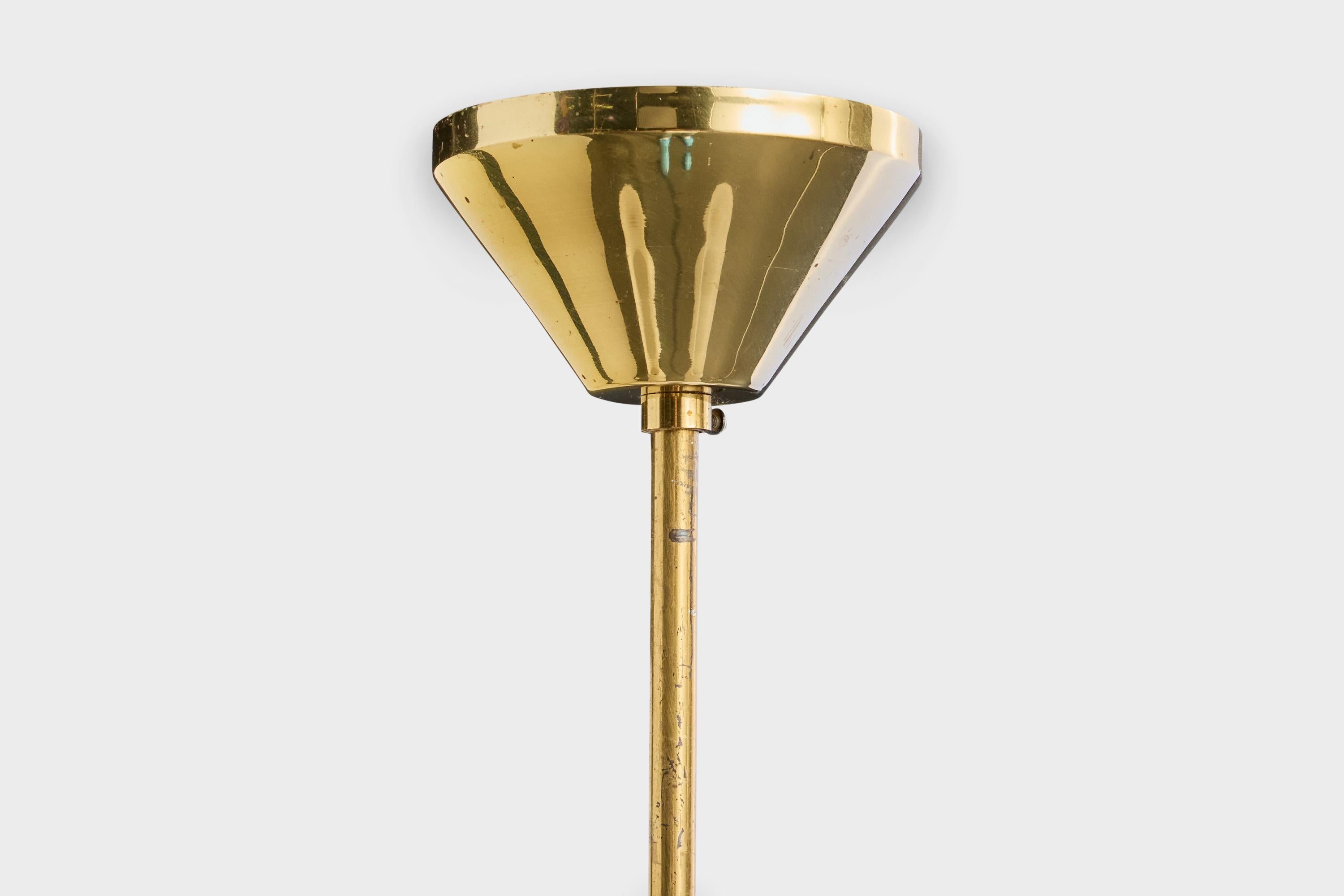 Designer suédois, lustre, laiton, verre, Suède, années 1950 en vente 3