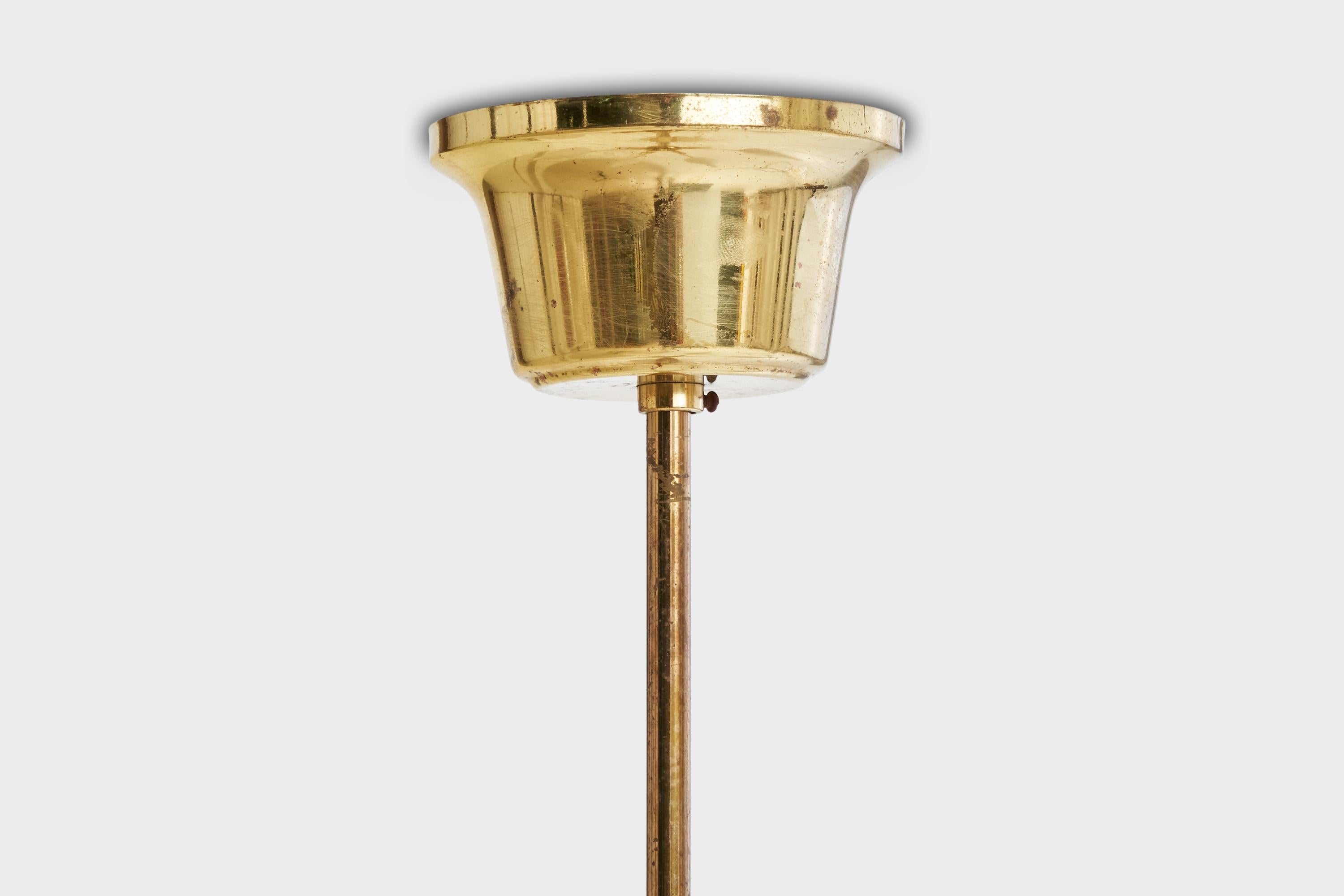 Designer suédois, lustre, laiton, verre, Suède, années 1950 en vente 4