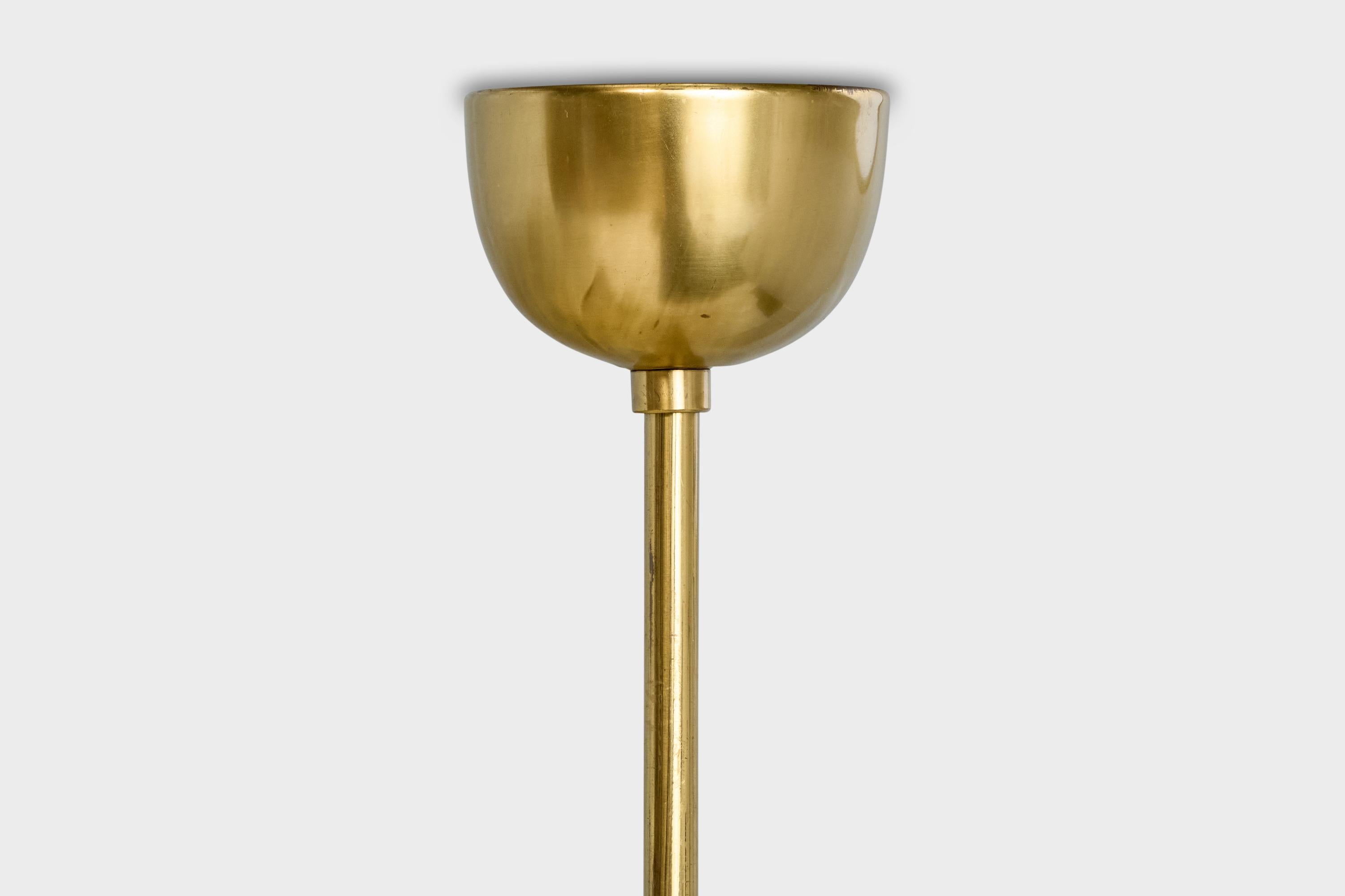 Designer suédois, lustre, laiton, verre, Suède, années 1950 en vente 5