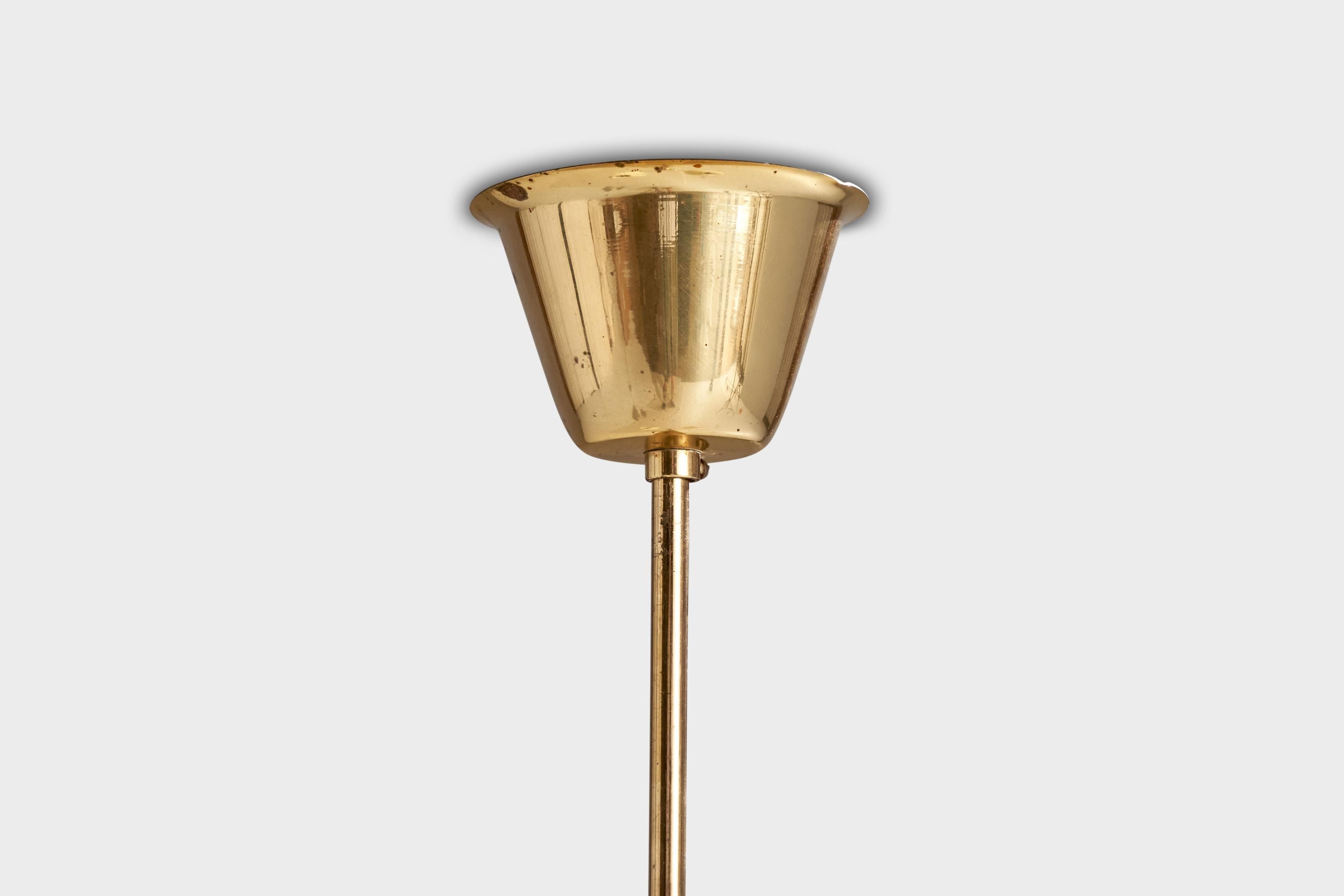 Designer suédois, lustre, laiton, verre, Suède, années 1950 en vente 2