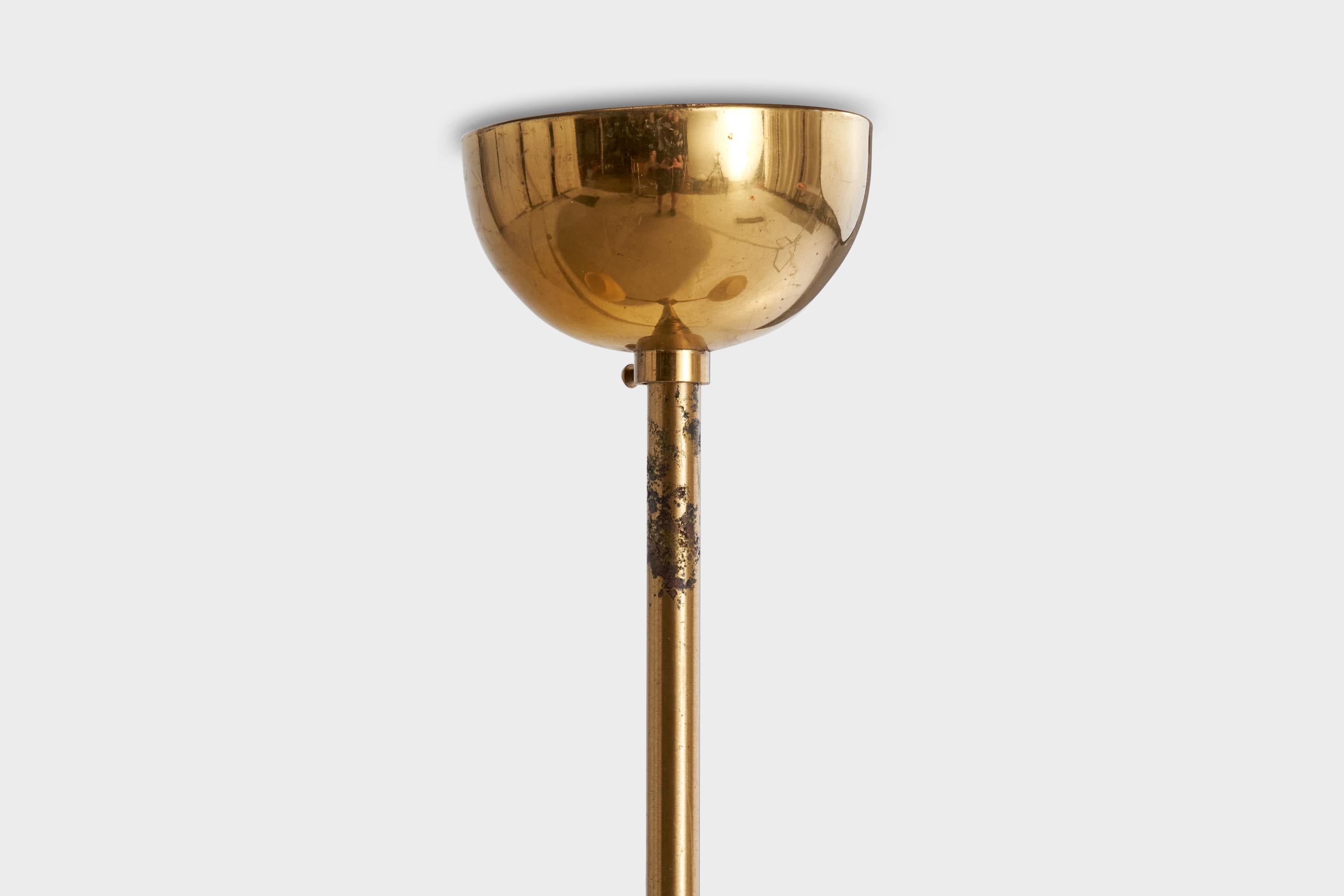 Designer suédois, lustre, laiton, verre, Suède, années 1950 en vente 3