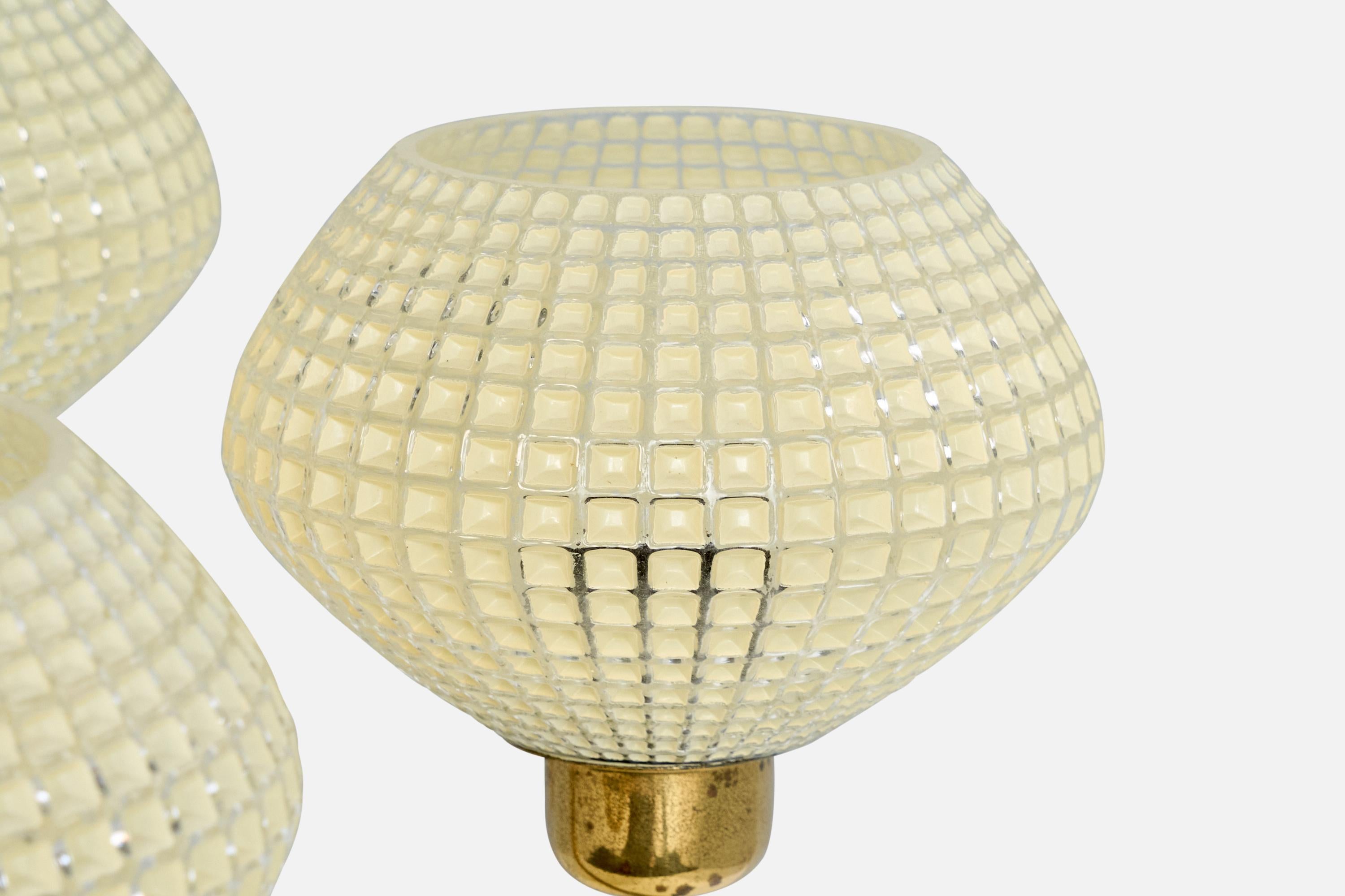 Designer suédois, lustre, laiton, verre, Suède, années 1950 en vente 2