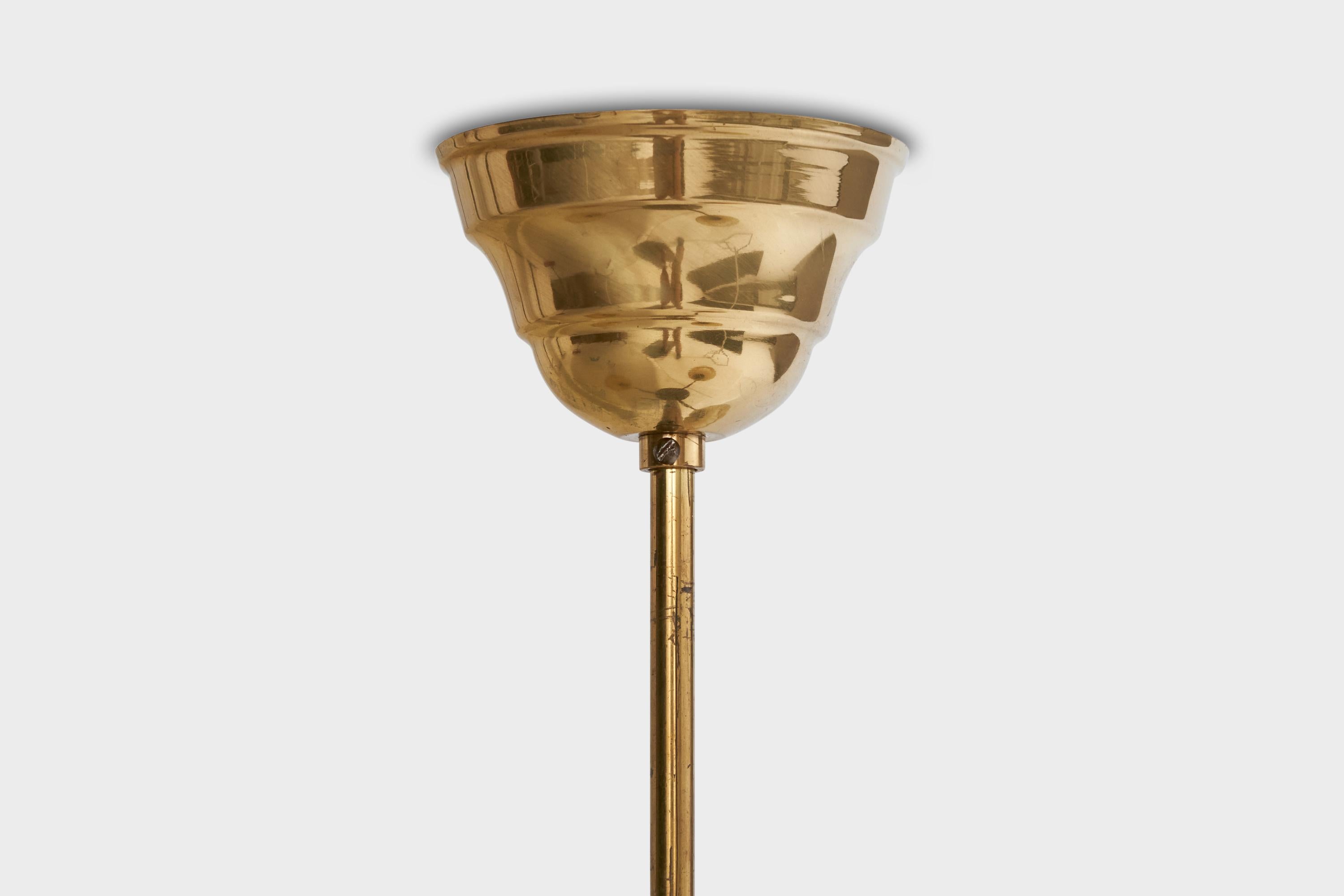 Designer suédois, lustre, laiton, verre, Suède, années 1960 en vente 4