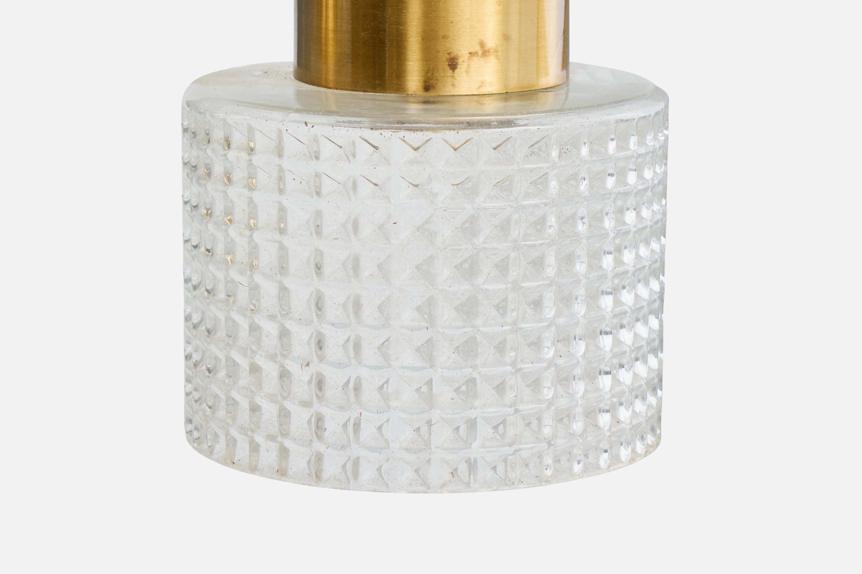 Schwedischer Designer, Kronleuchter, Messing, Glas, Schweden, 1960er Jahre im Angebot 1