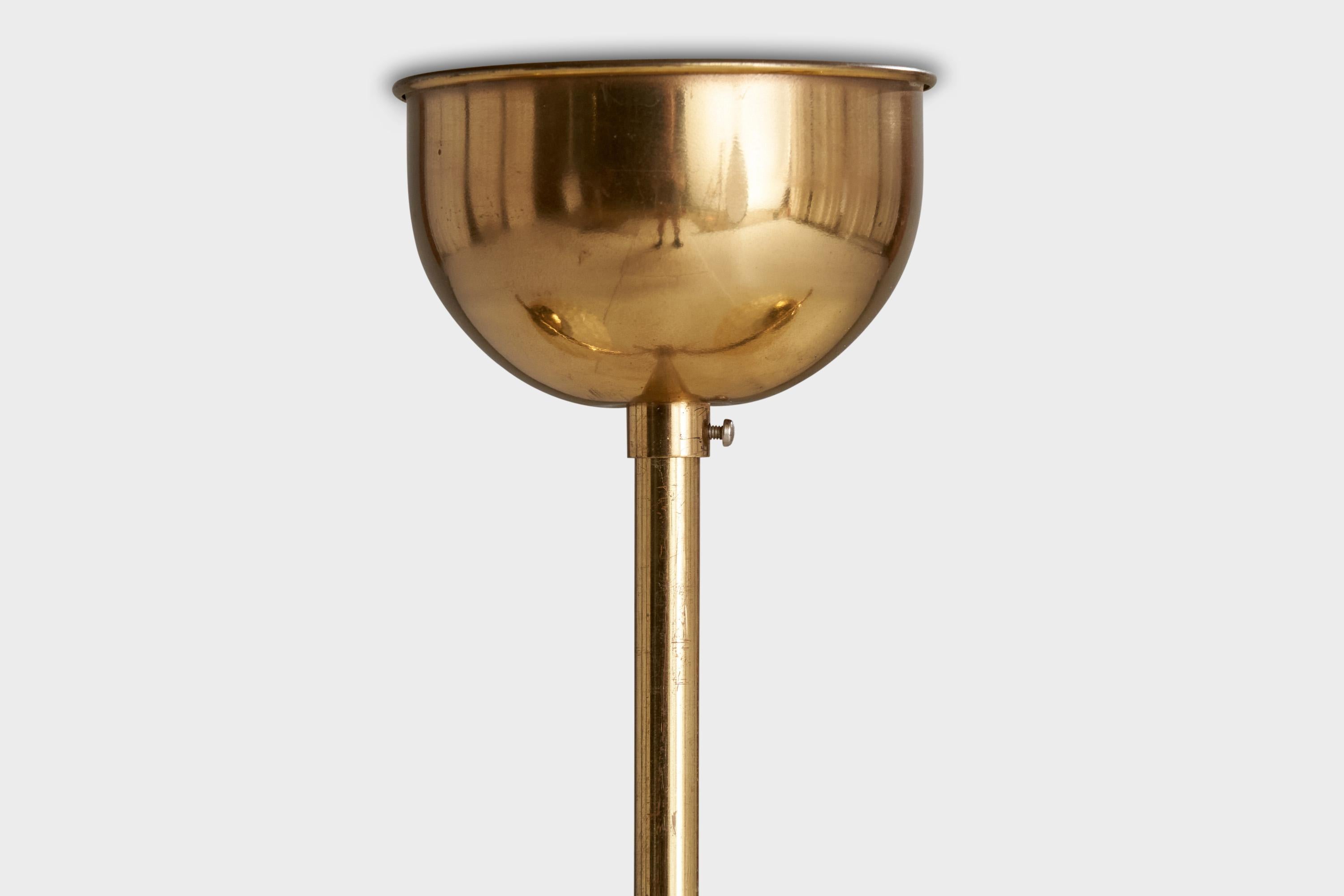 Swedish Designer, Chandelier, Brass, Glass, Sweden, 1960s For Sale 3