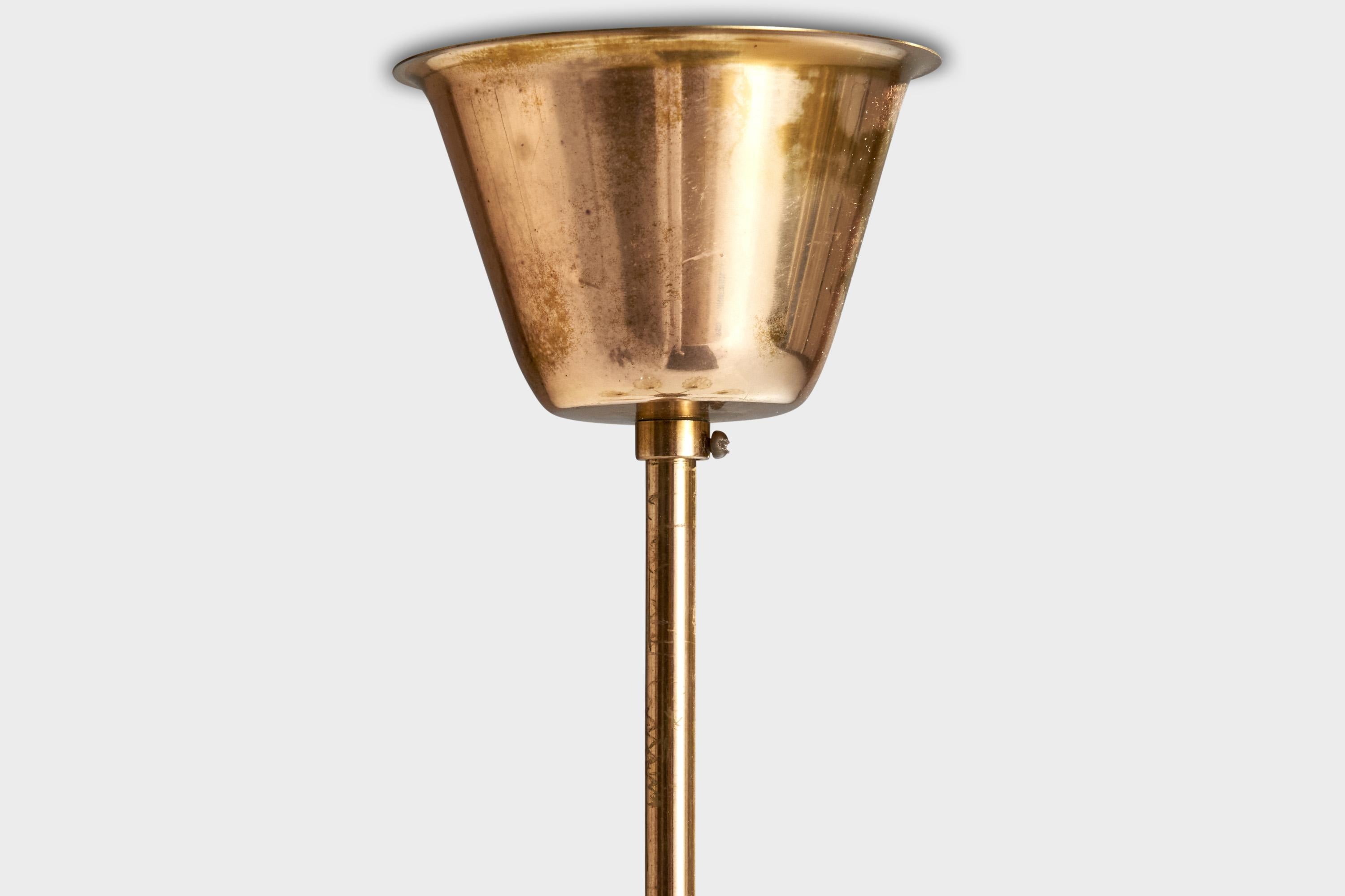 Schwedischer Designer, Kronleuchter, Messing, Glas, Schweden, 1960er Jahre im Angebot 4