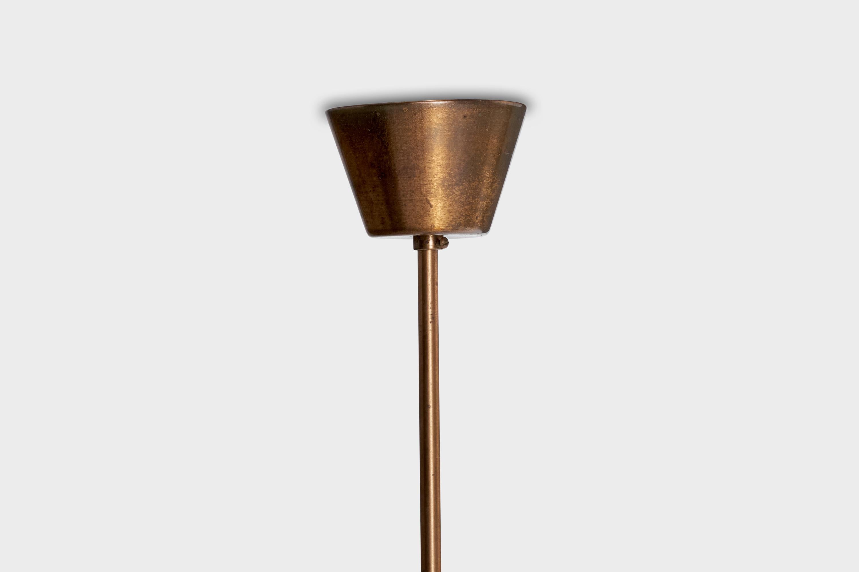 Designer suédois, lustre, laiton, verre, Suède, années 1960 en vente 2