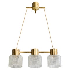 Schwedischer Designer, Kronleuchter, Messing, Glas, Schweden, 1960er Jahre