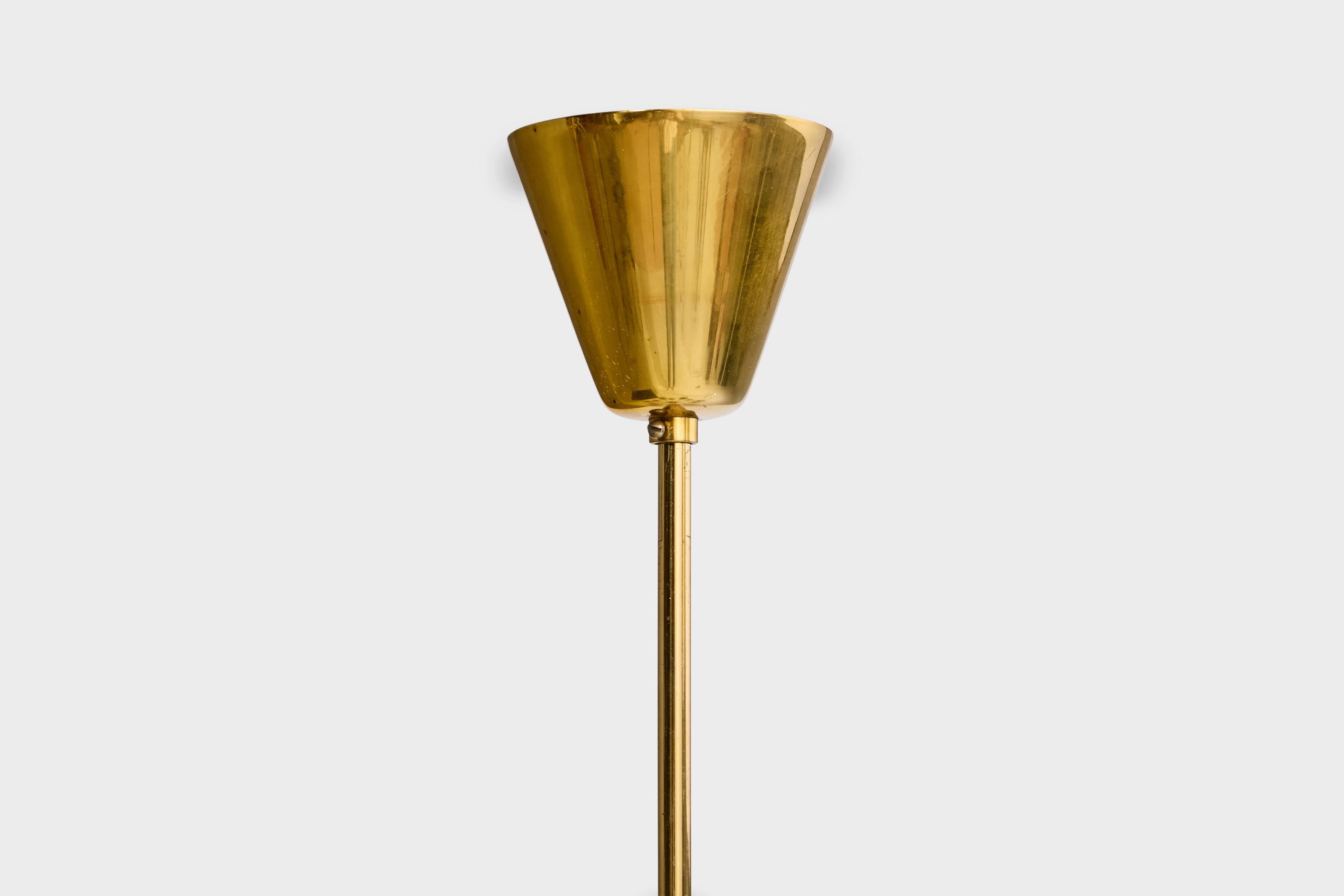 Designer suédois, lustre, laiton, verre, Wood, Suède, années 1950 en vente 4