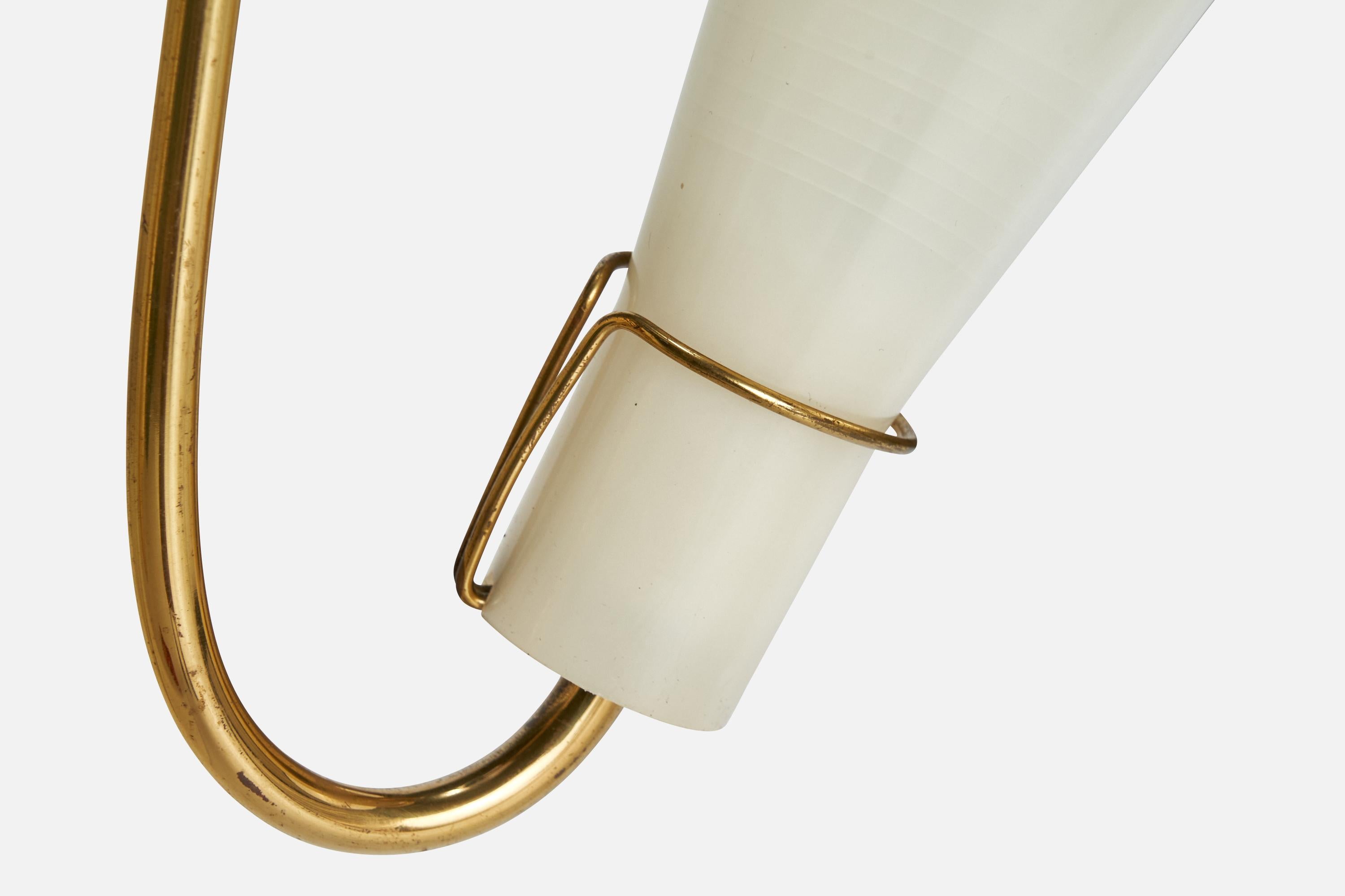 Swedish Designer, Chandelier, Brass, Metal, Acrylic, Sweden, 1950s For Sale 3