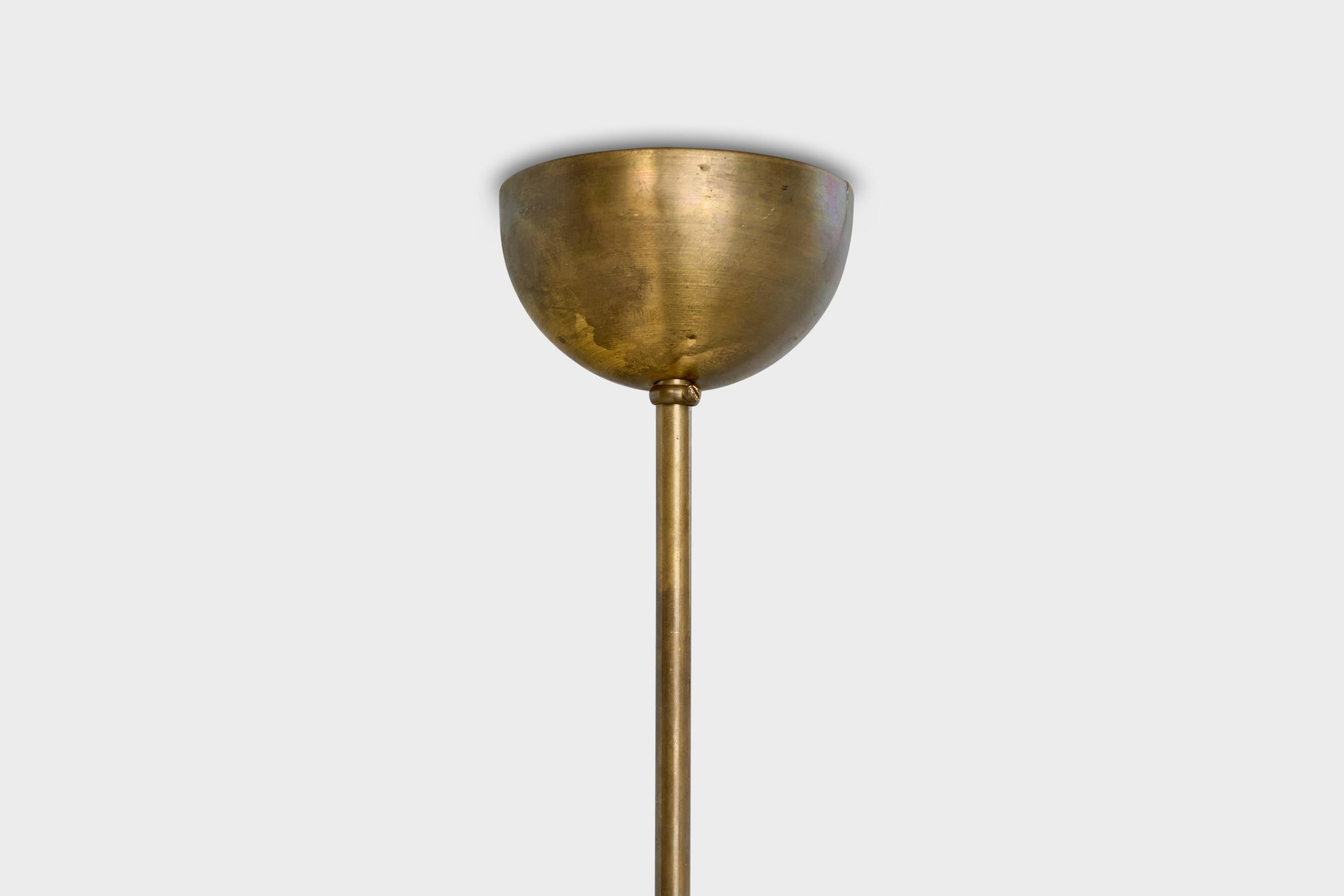 Designer suédois, lustre, laiton, métal, tissu, Suède, années 1940 en vente 3