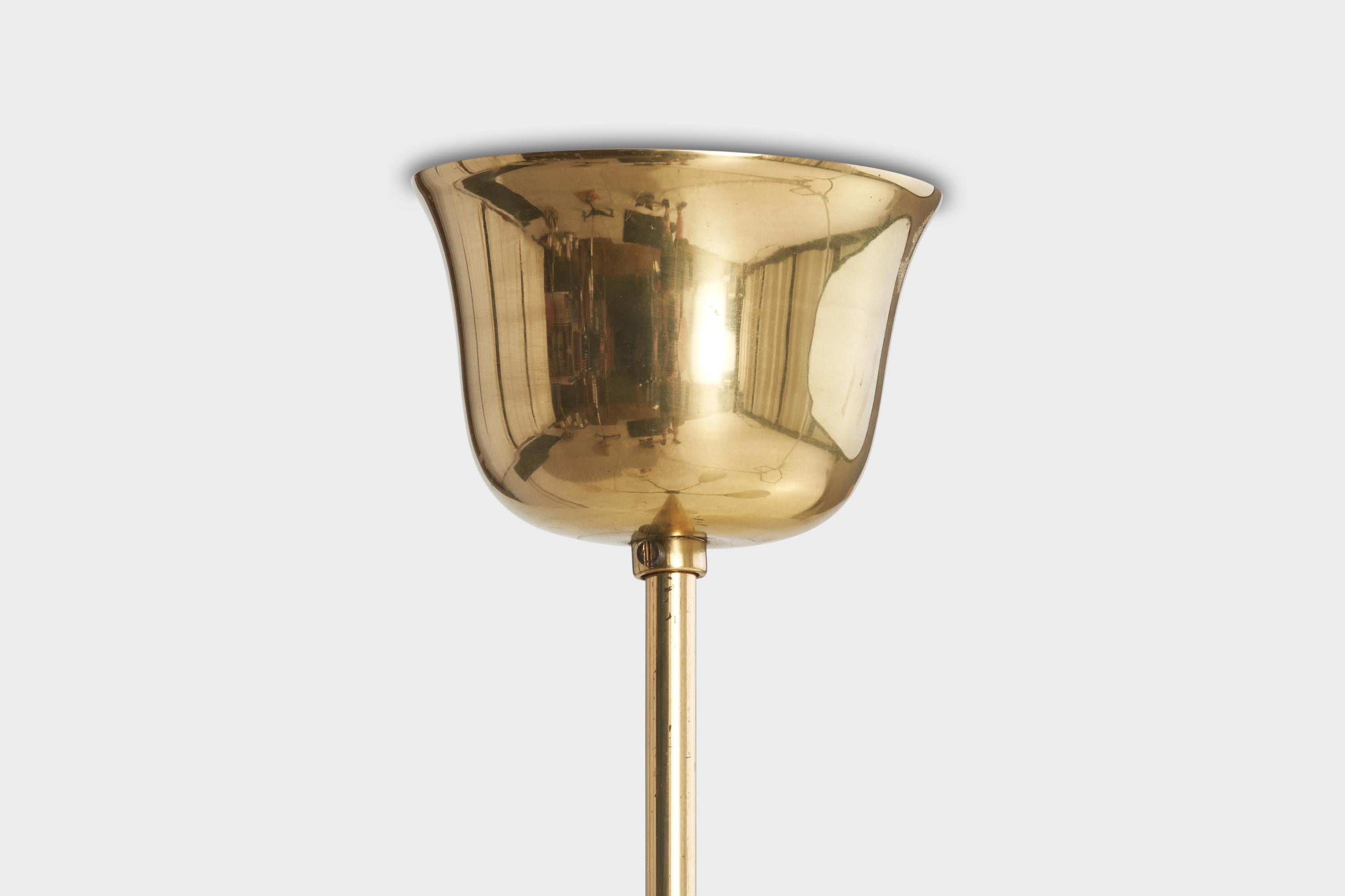 Designer suédois, lustre, laiton, métal, verre, Suède, années 1950 en vente 5