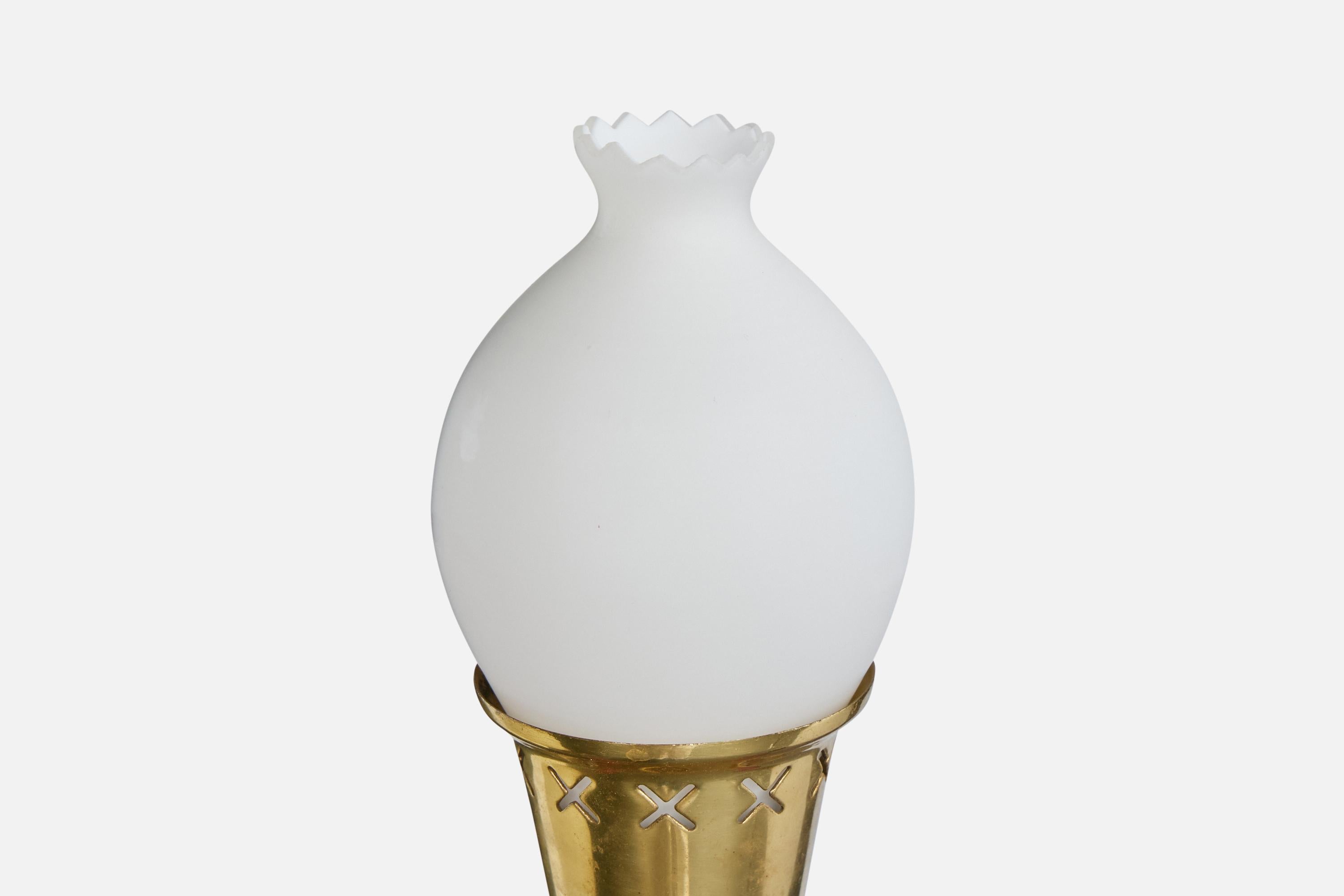 Schwedischer Designer, Kronleuchter, Messing, Metall, Glas, Schweden, 1950er Jahre im Angebot 2