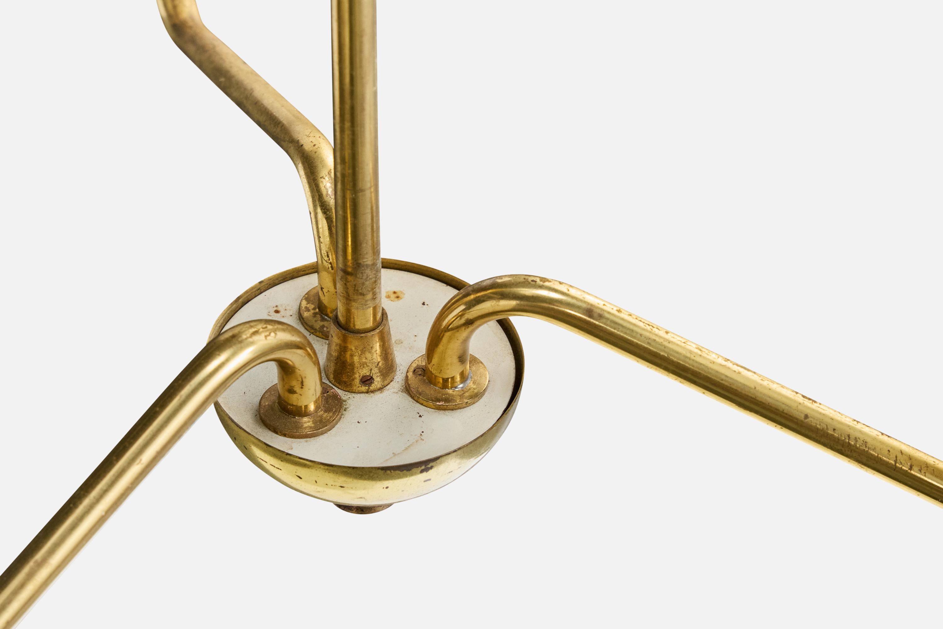 Métal Designer suédois, lustre, laiton, métal, verre, Suède, années 1950 en vente