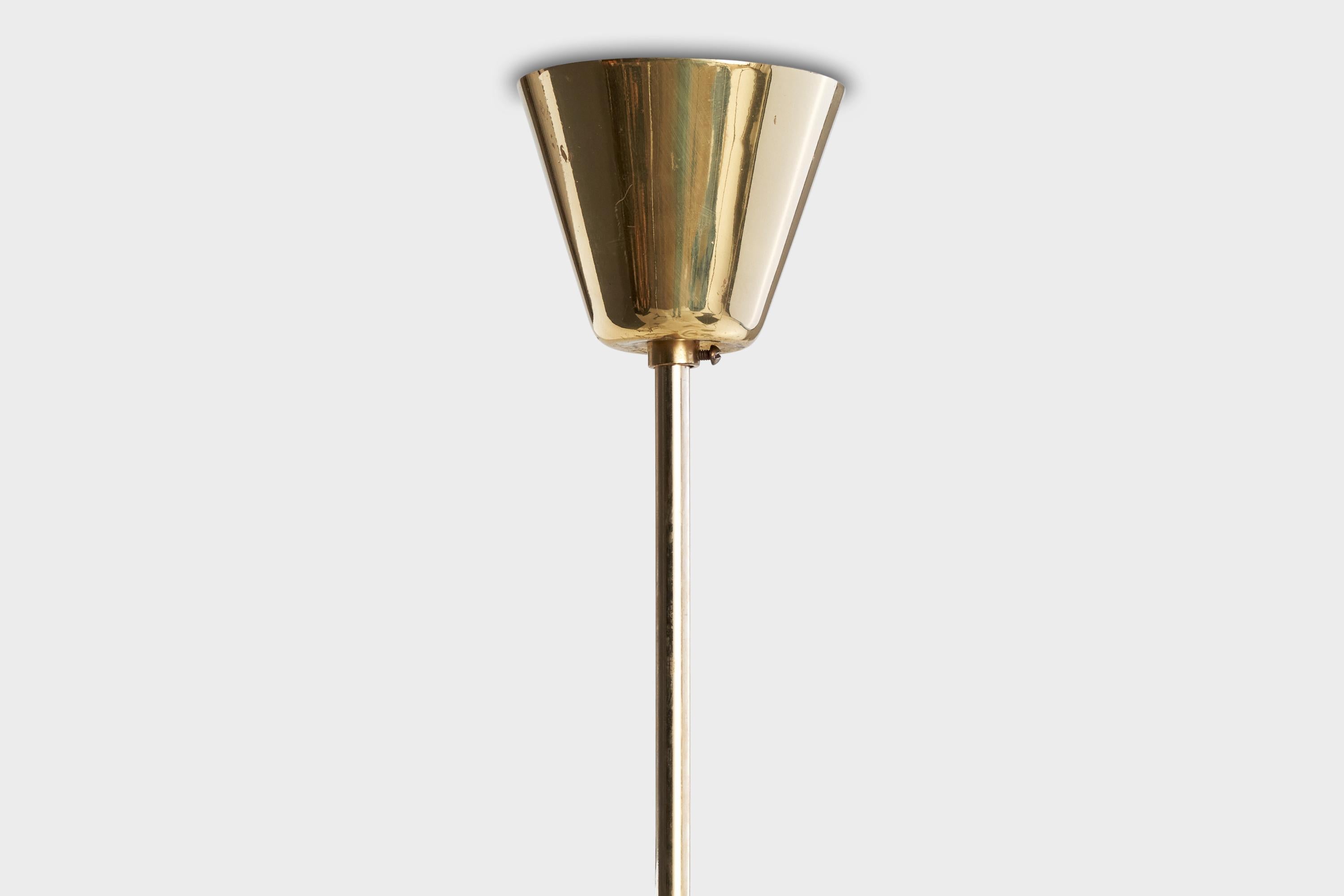 Designer suédois, lustre, laiton, métal, Suède, années 1950 en vente 3