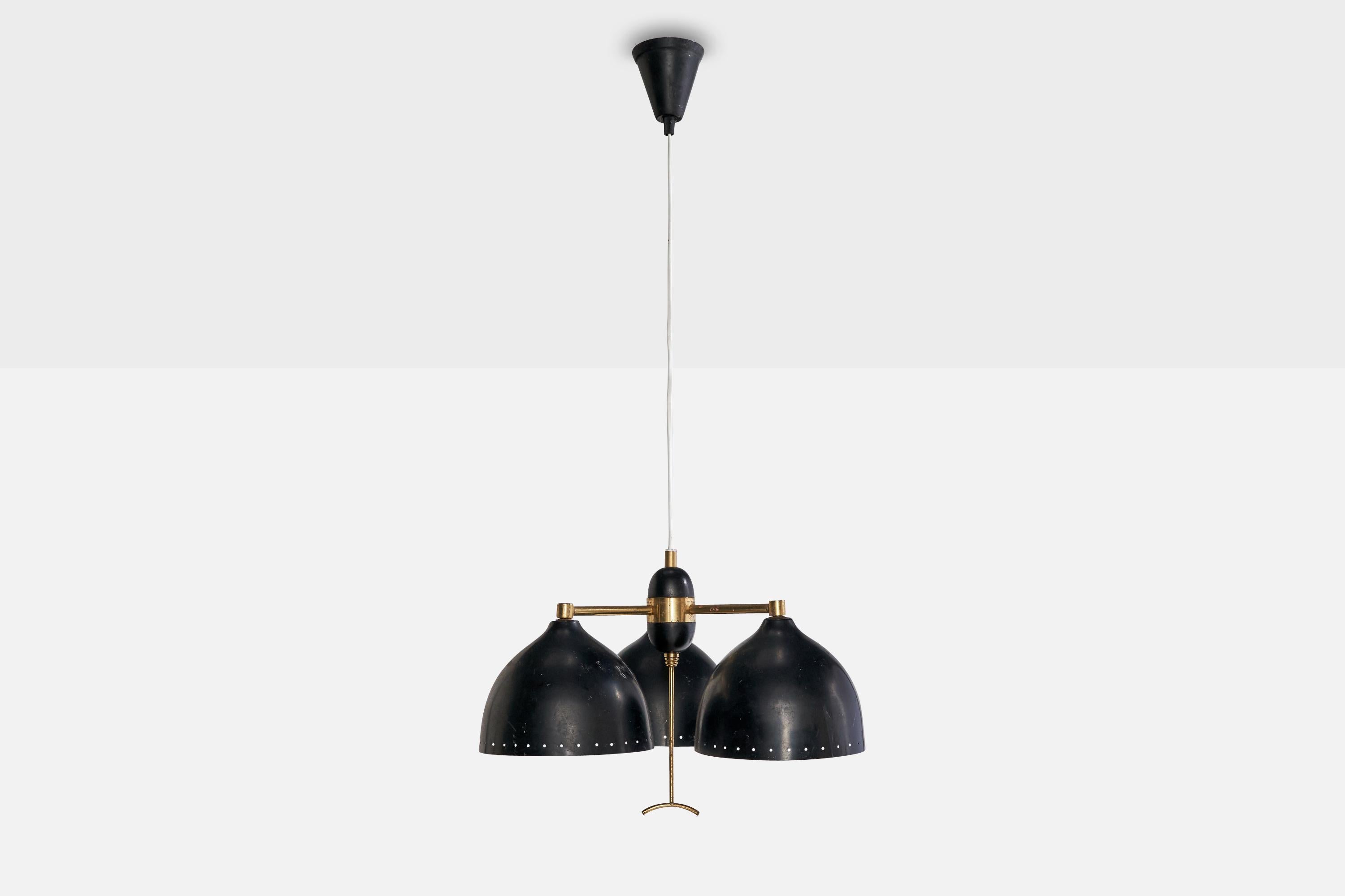 Scandinavo moderno Lampadario di design svedese, ottone, metallo, Svezia, anni '50 in vendita