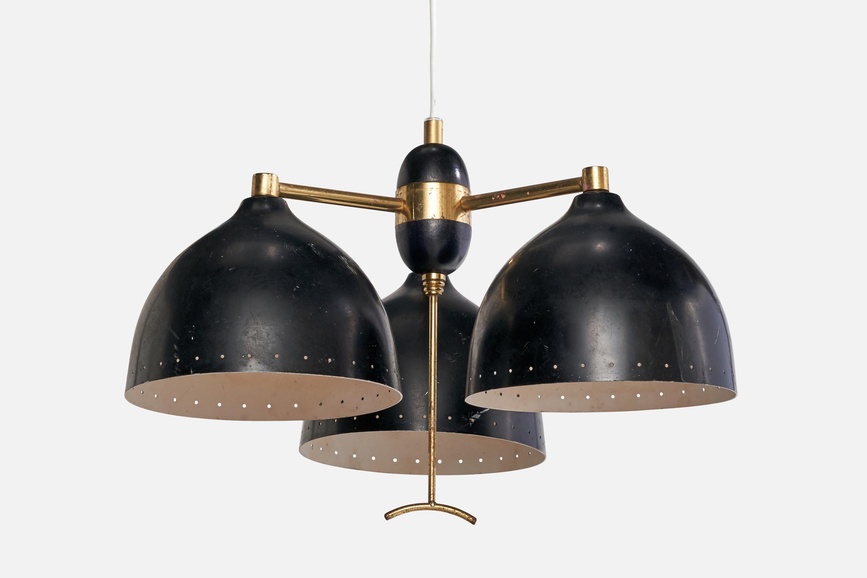Lampadario di design svedese, ottone, metallo, Svezia, anni '50 In condizioni buone in vendita a High Point, NC