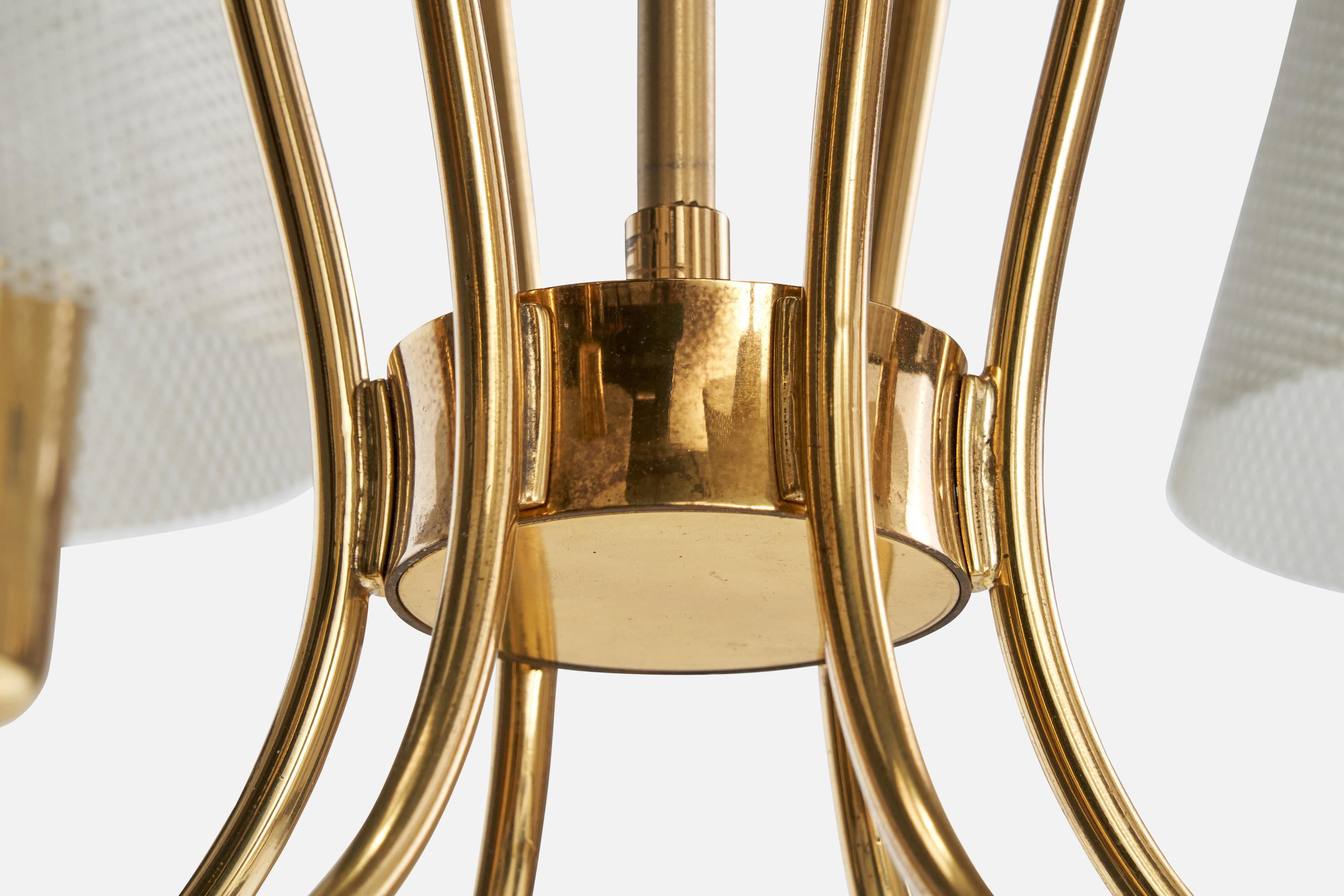 Métal Designer suédois, lustre, laiton, métal, Suède, années 1950 en vente