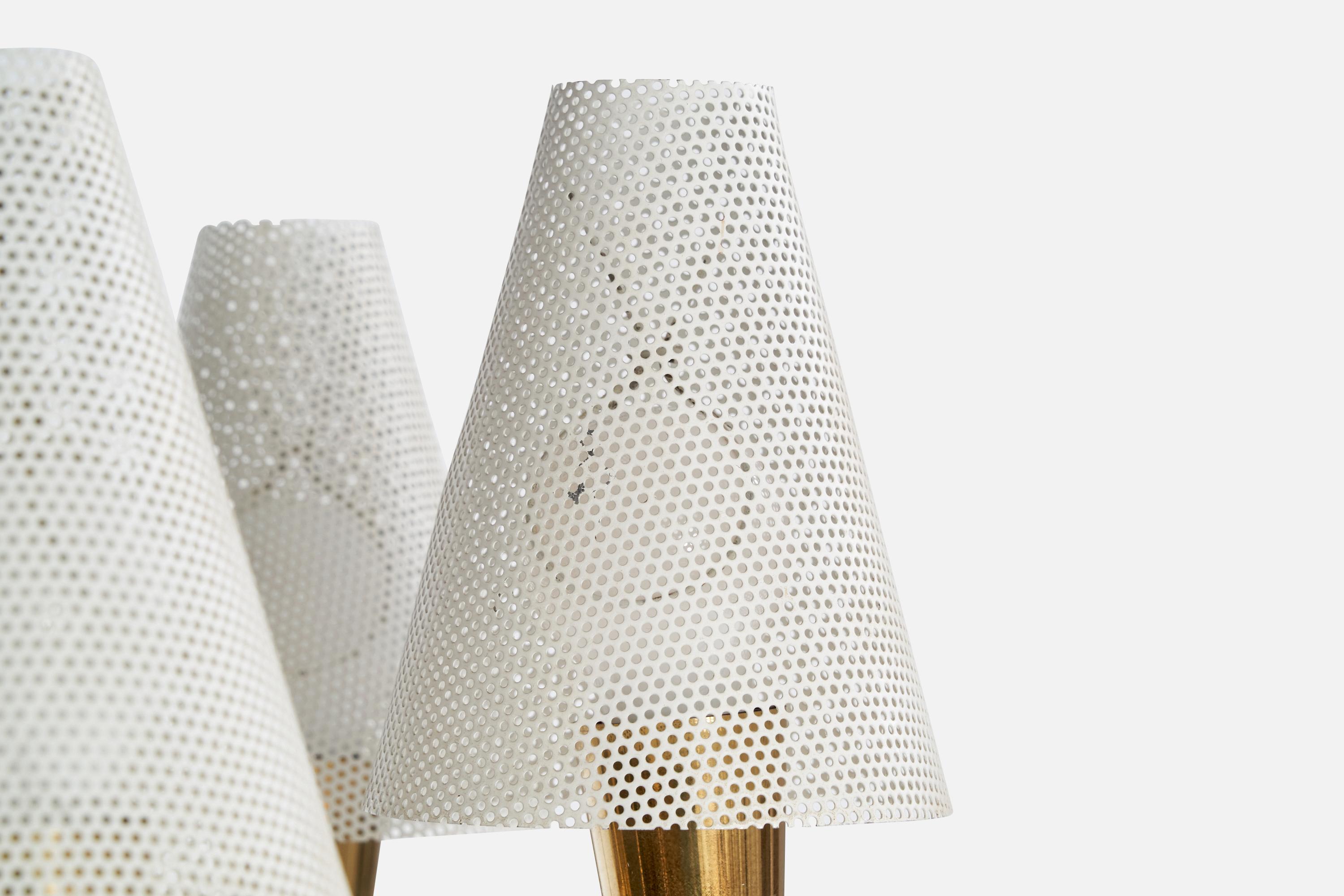 Designer suédois, lustre, laiton, métal, Suède, années 1950 en vente 2