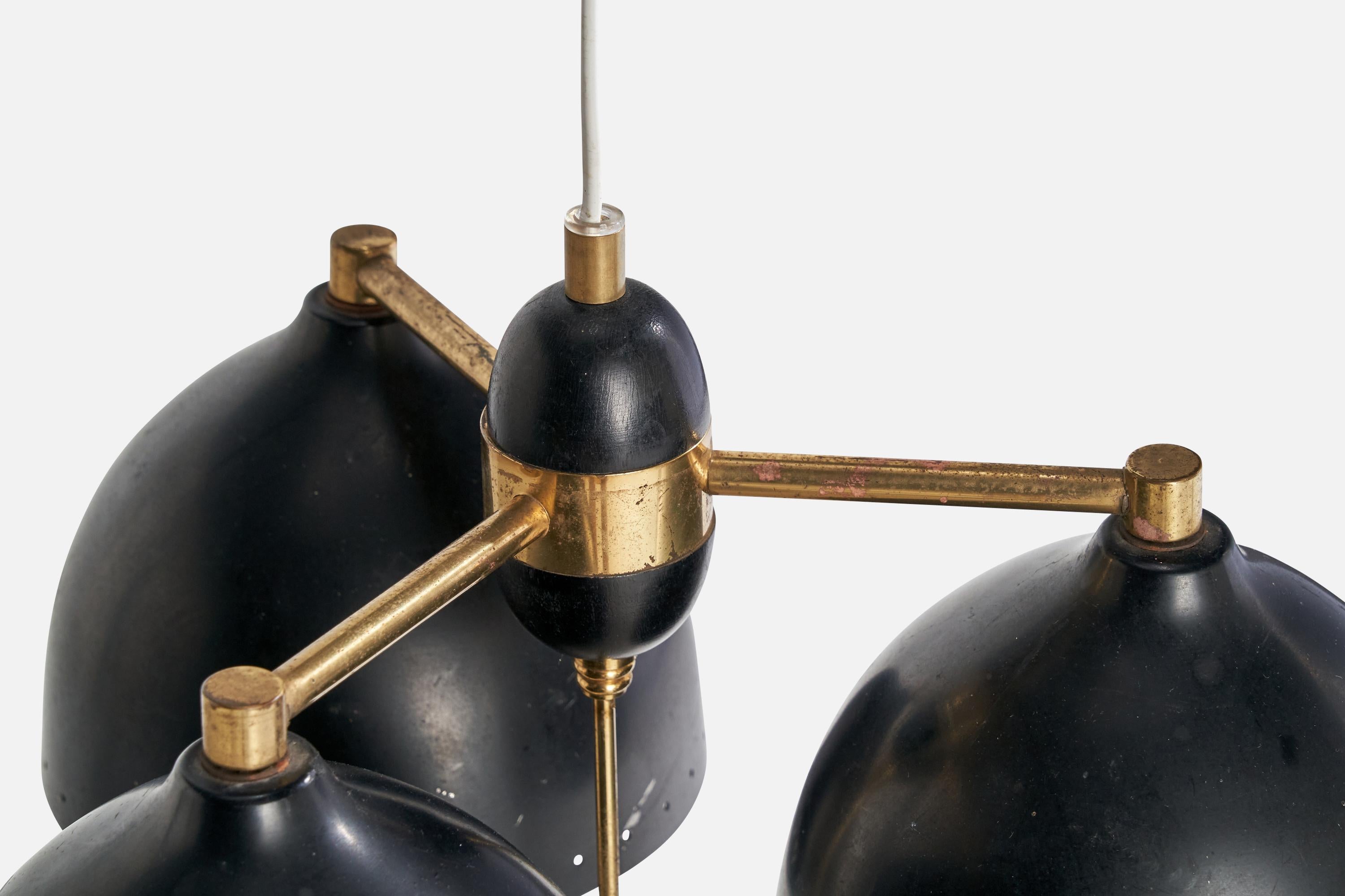 Lampadario di design svedese, ottone, metallo, Svezia, anni '50 in vendita 2